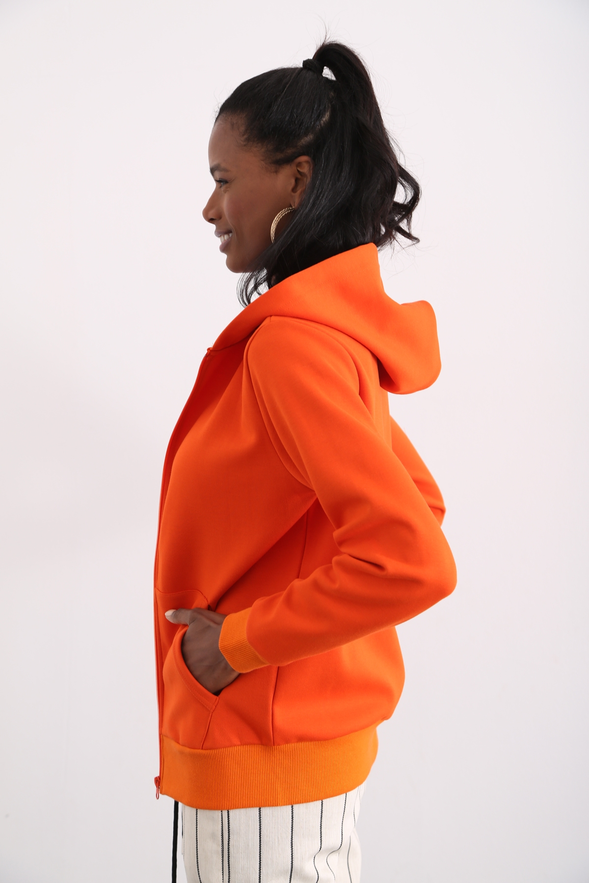 Oranj Organik Unisex Fermuarlı Sweatshirt 