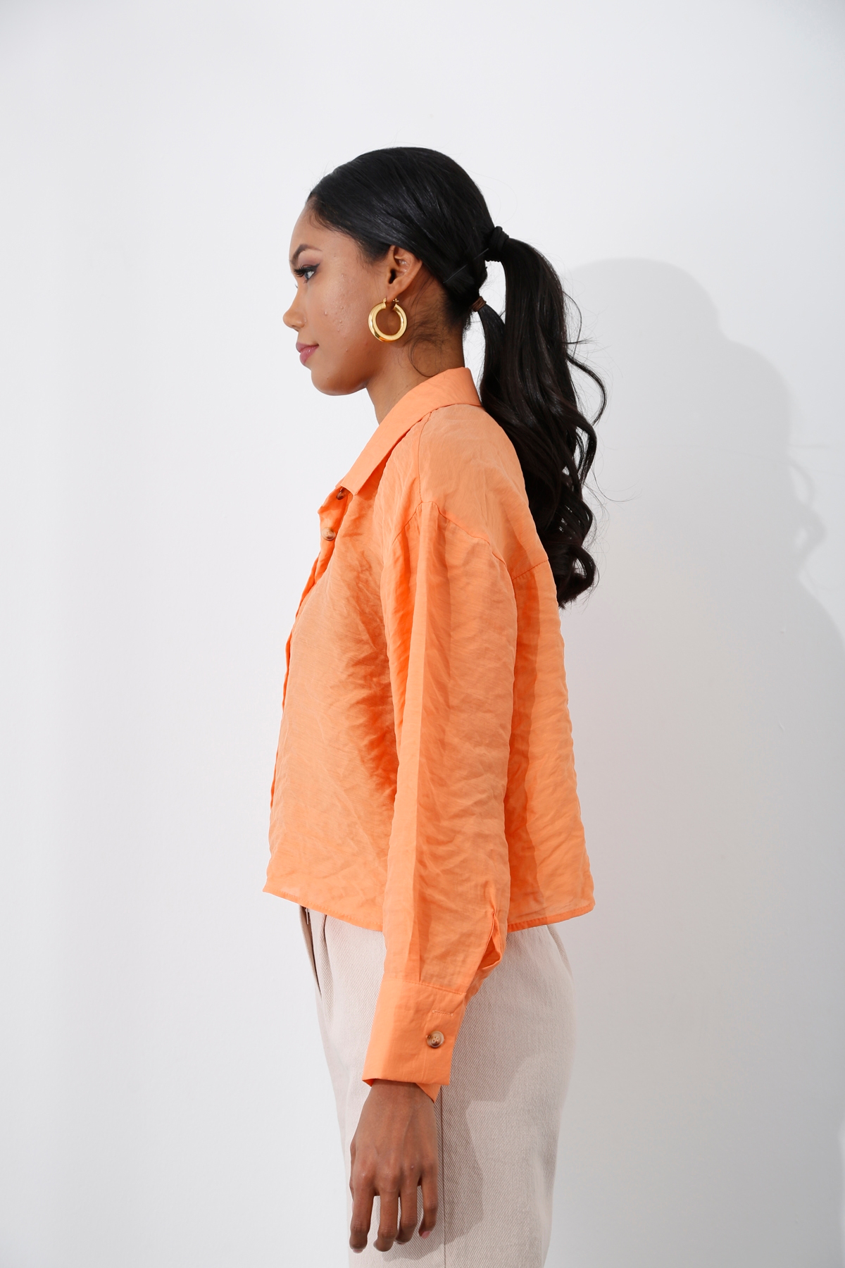 Oranj Oversize Kısa Gömlek 4725