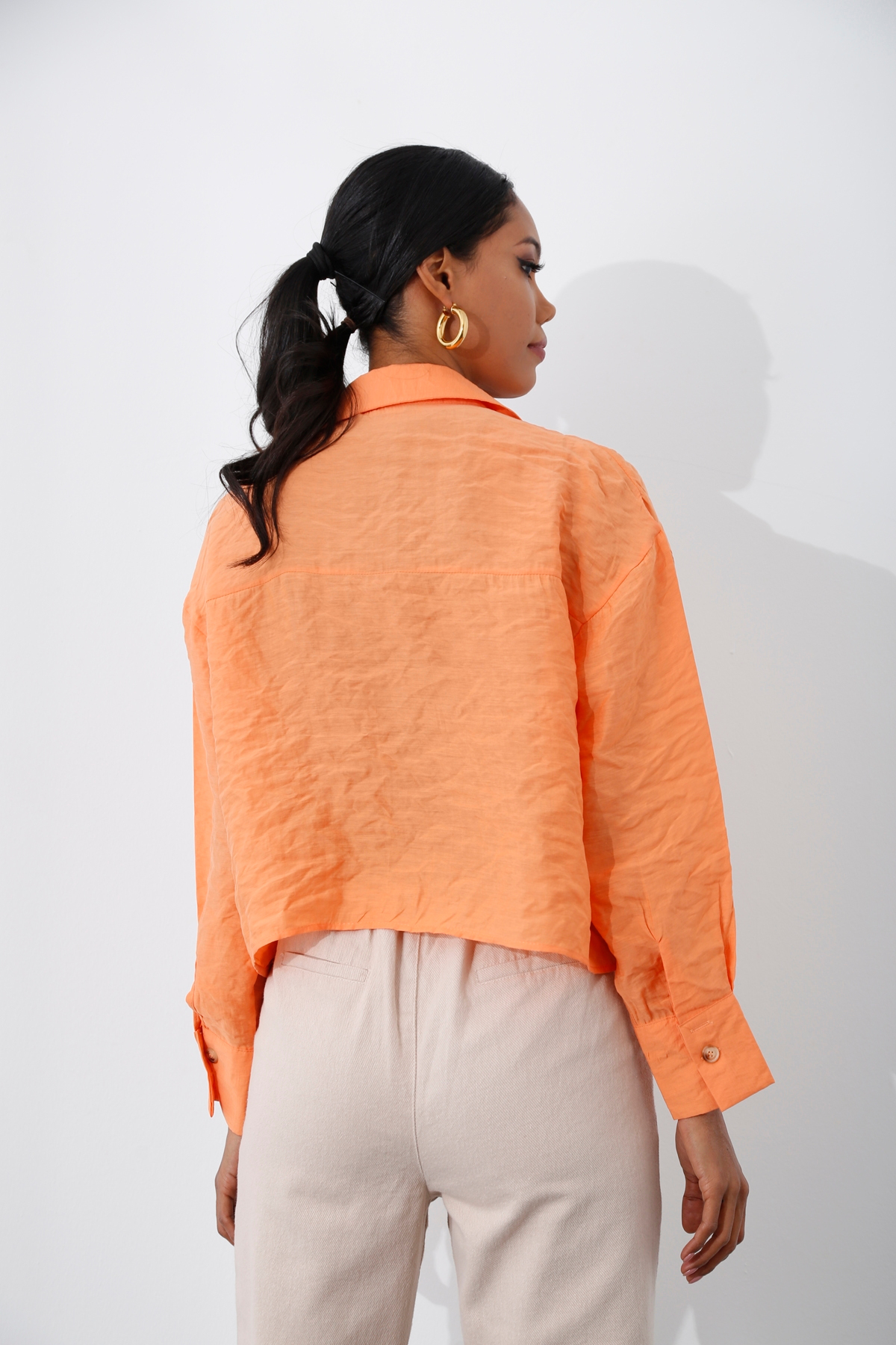 Oranj Oversize Kısa Gömlek 4725