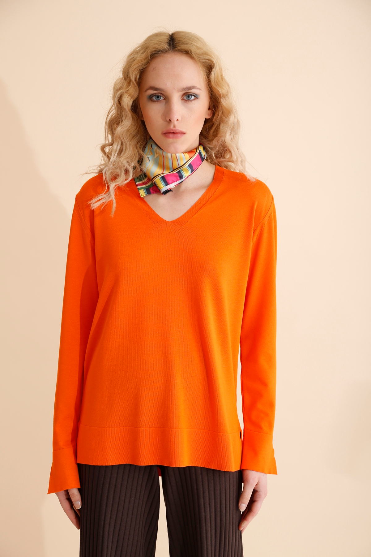 Oranj V Yaka Merserize Triko 715