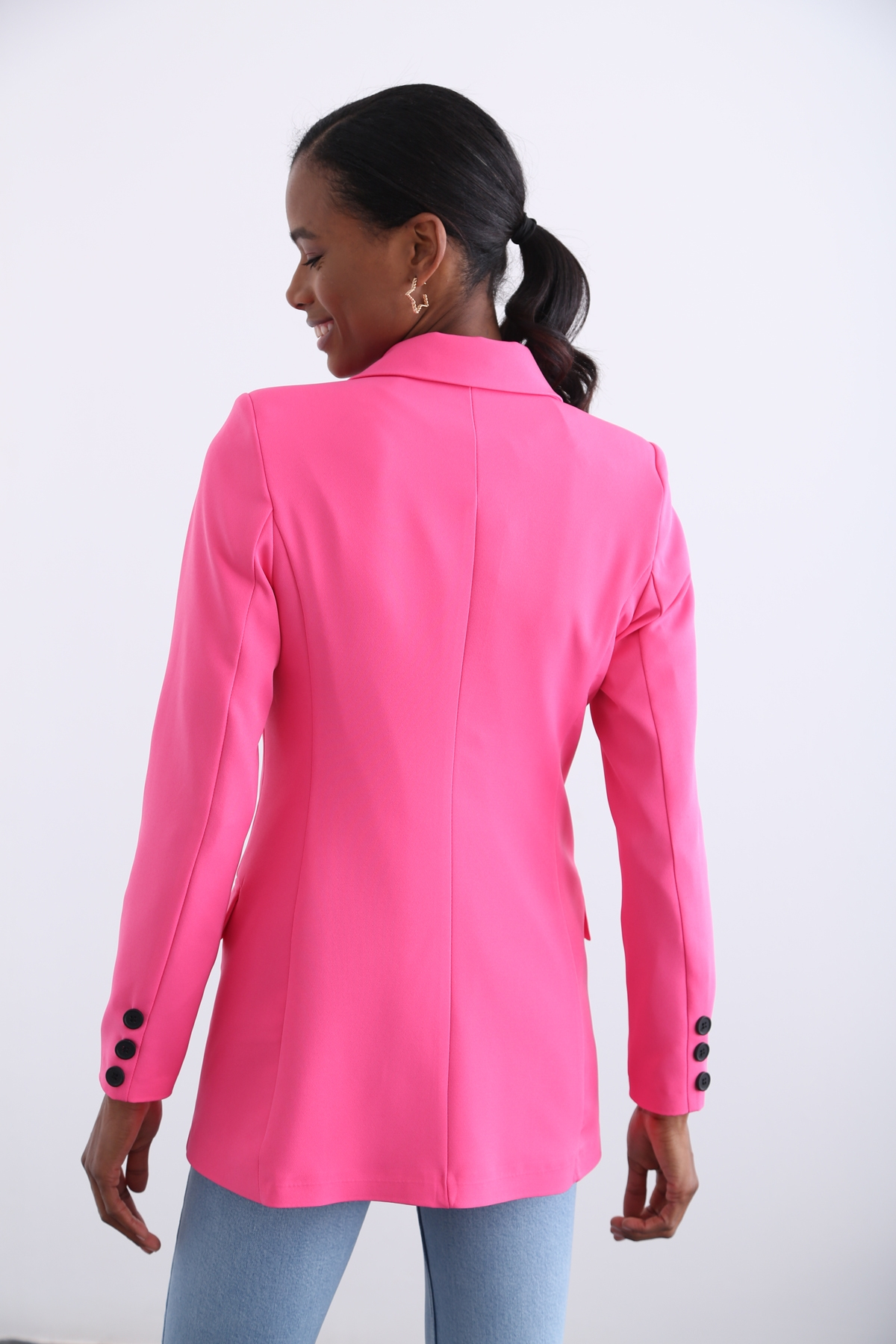 Pembe Altı Düğme Blazer Ceket 3112