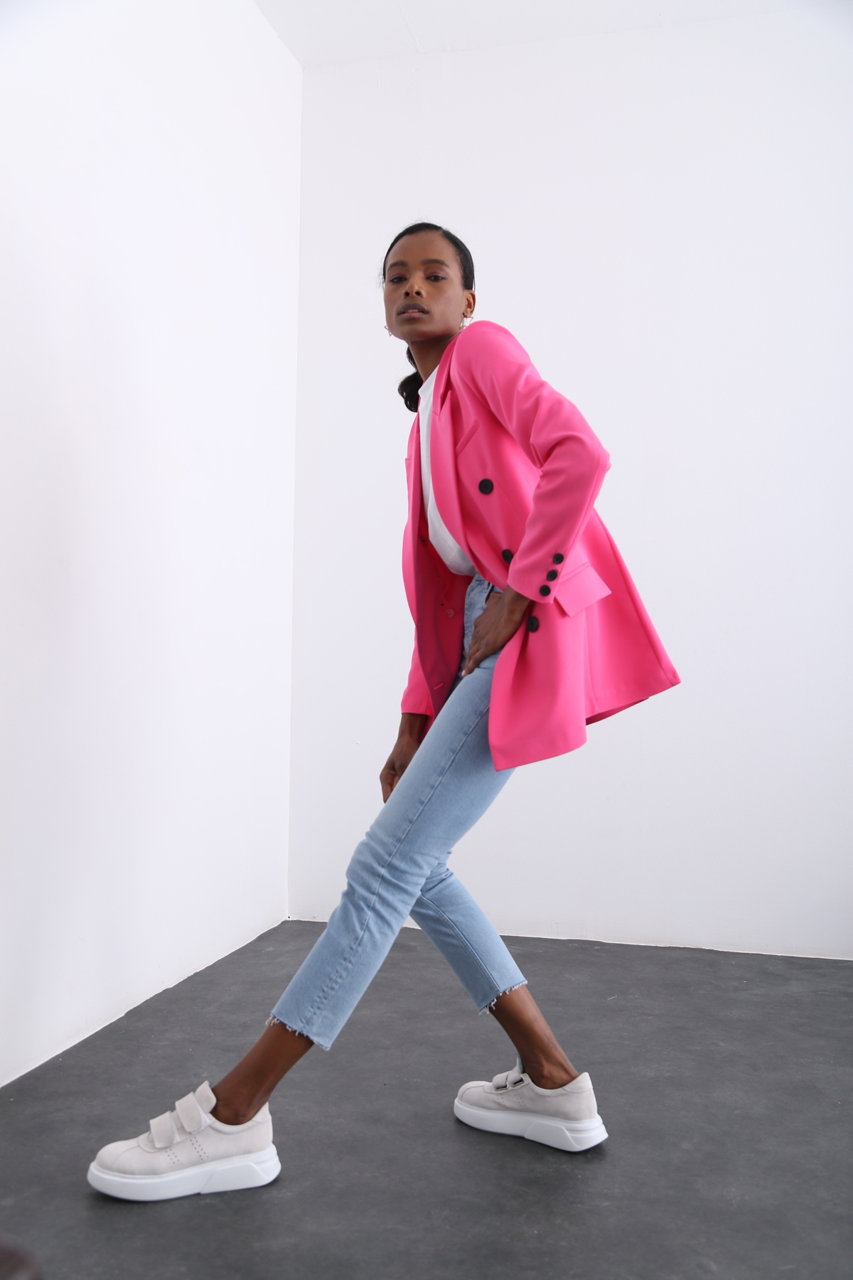 Pembe Altı Düğme Blazer Ceket 3112