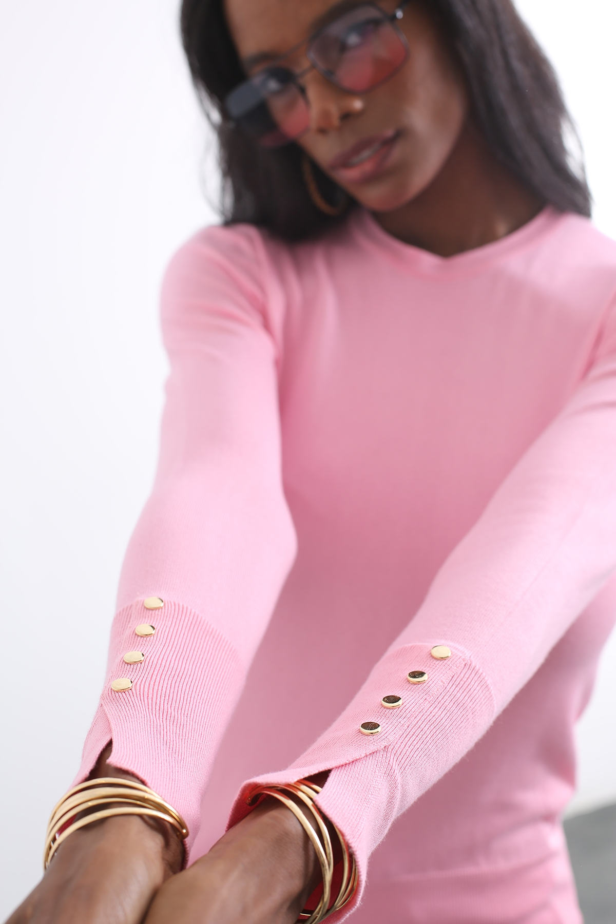 Pembe Bisiklet Yaka Basic Triko 151026