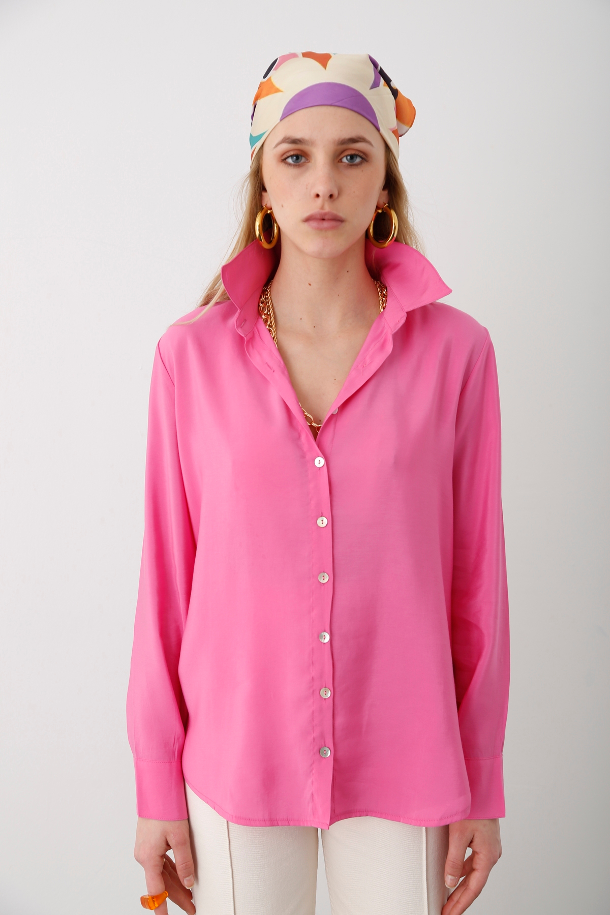 Pembe Dökümlü Gömlek 13074