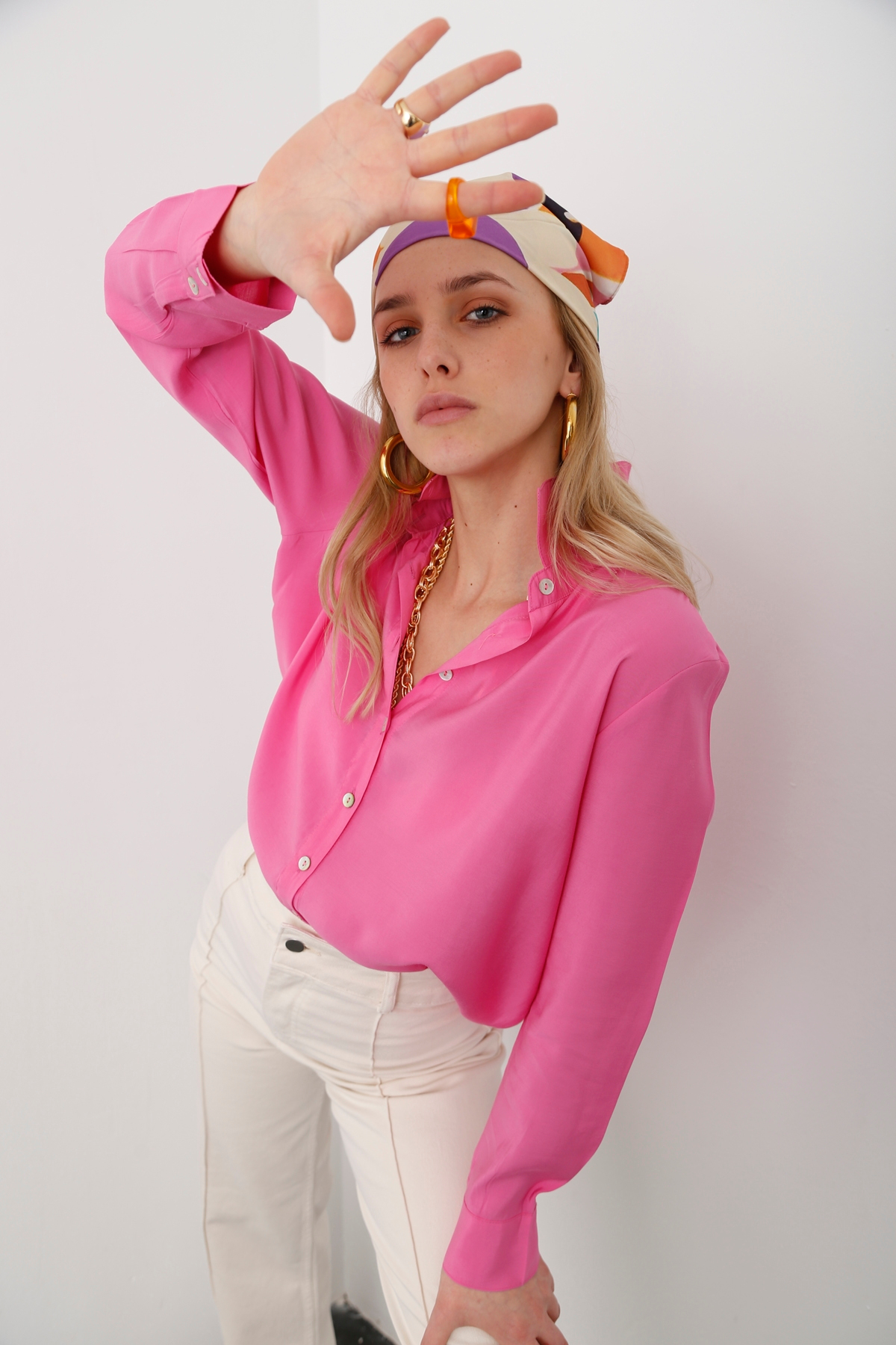 Pembe Dökümlü Gömlek 13074