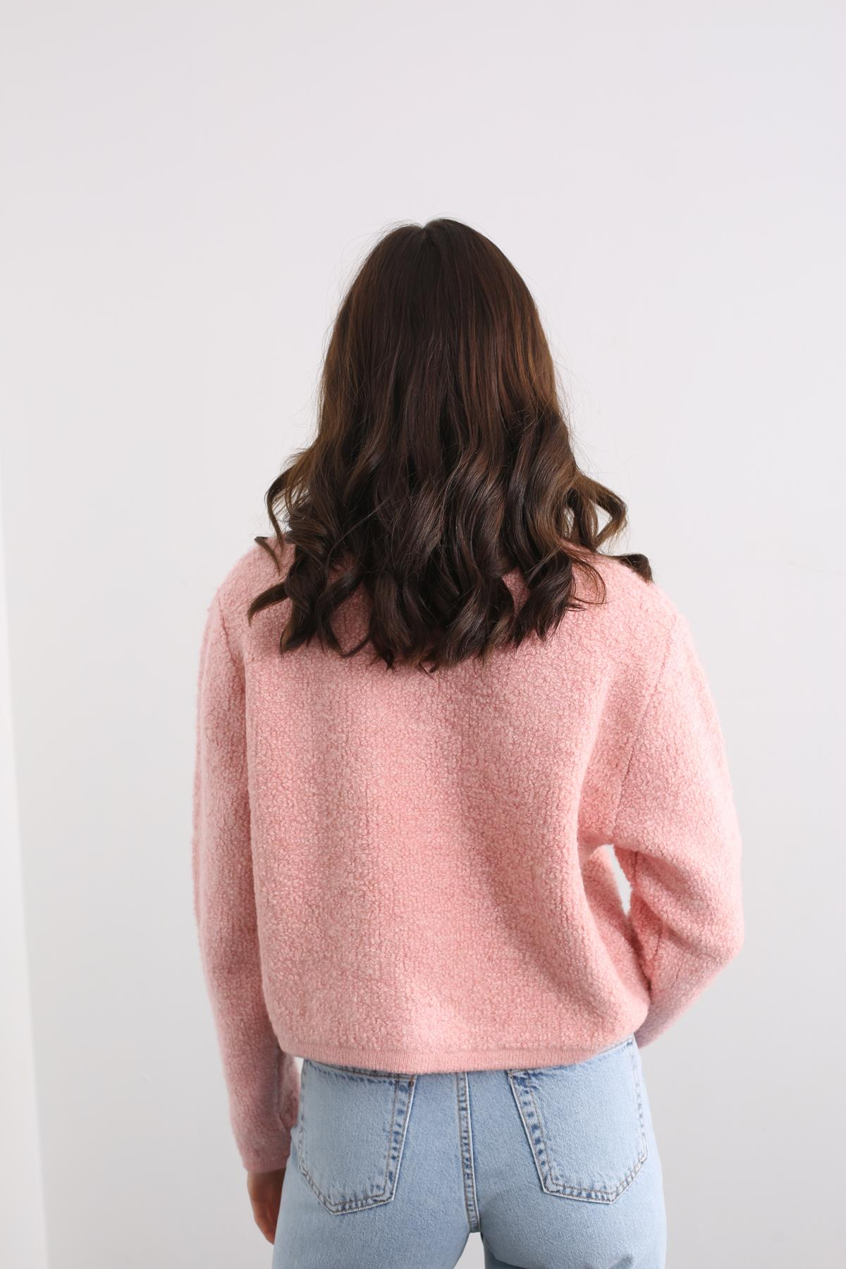 Pembe Gold Düğmeli Yumoş Hırka 220144