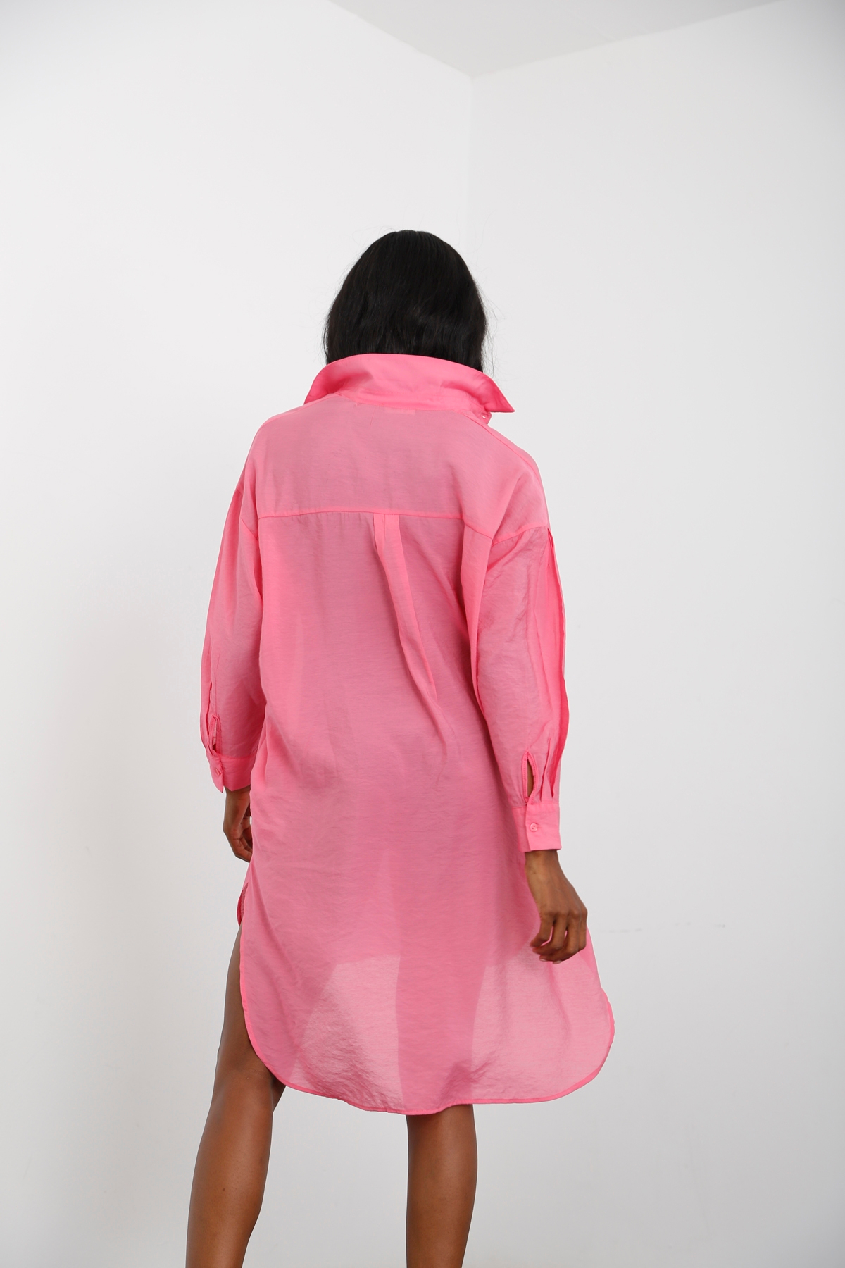 Pembe Gömlek Elbise 00307