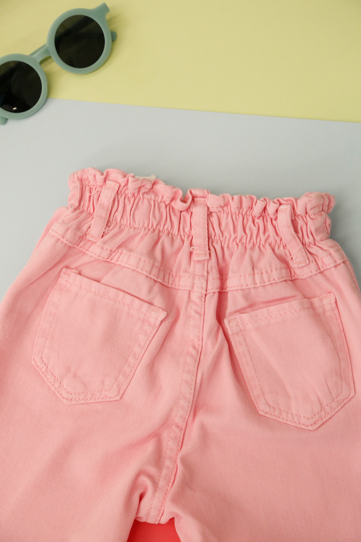 Pembe Kız Beli Lastikli Yumuşak Jean 
