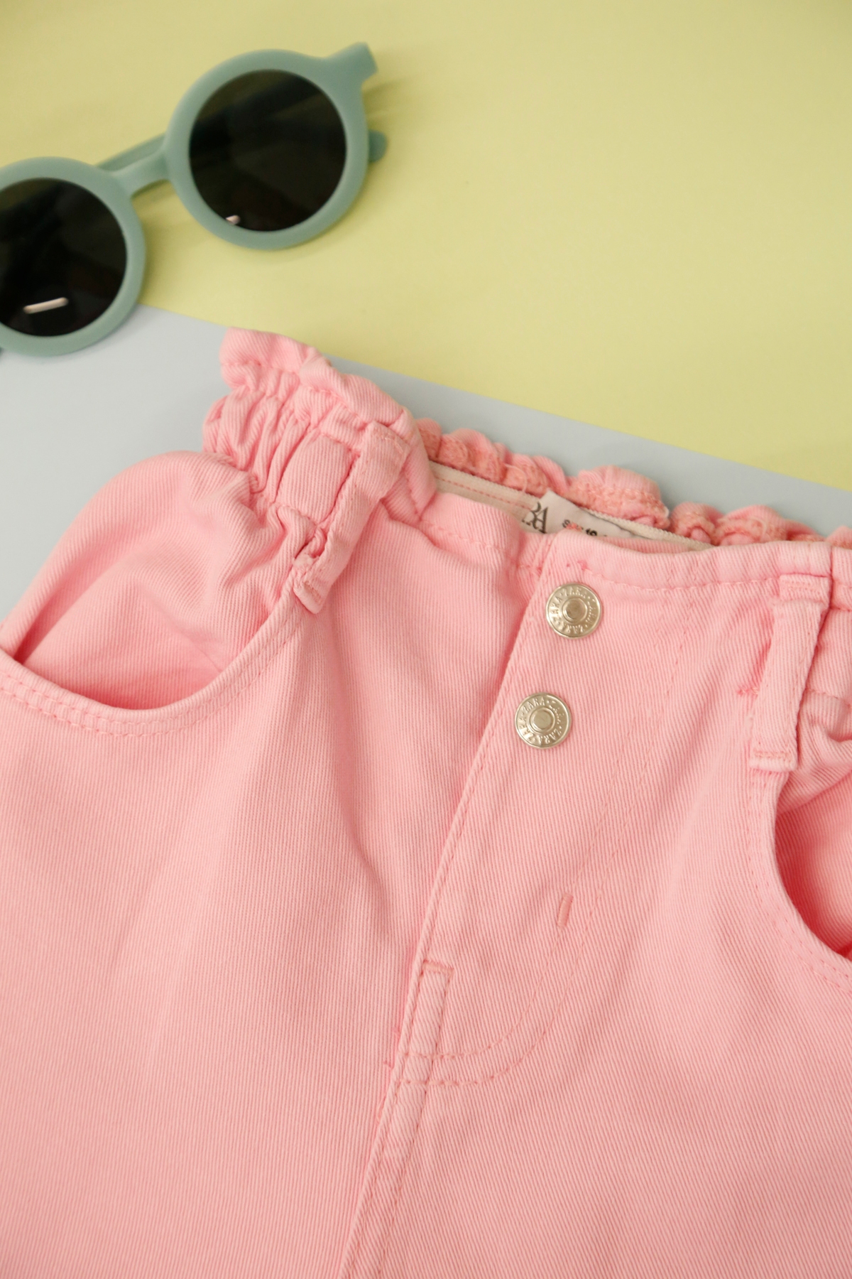 Pembe Kız Beli Lastikli Yumuşak Jean 