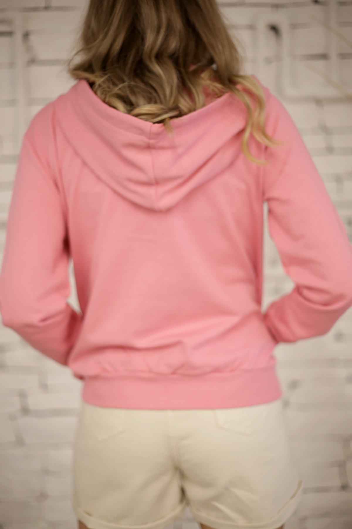 Pembe Önü Fermuarlı Kapşonlu Sweatshirt 2614