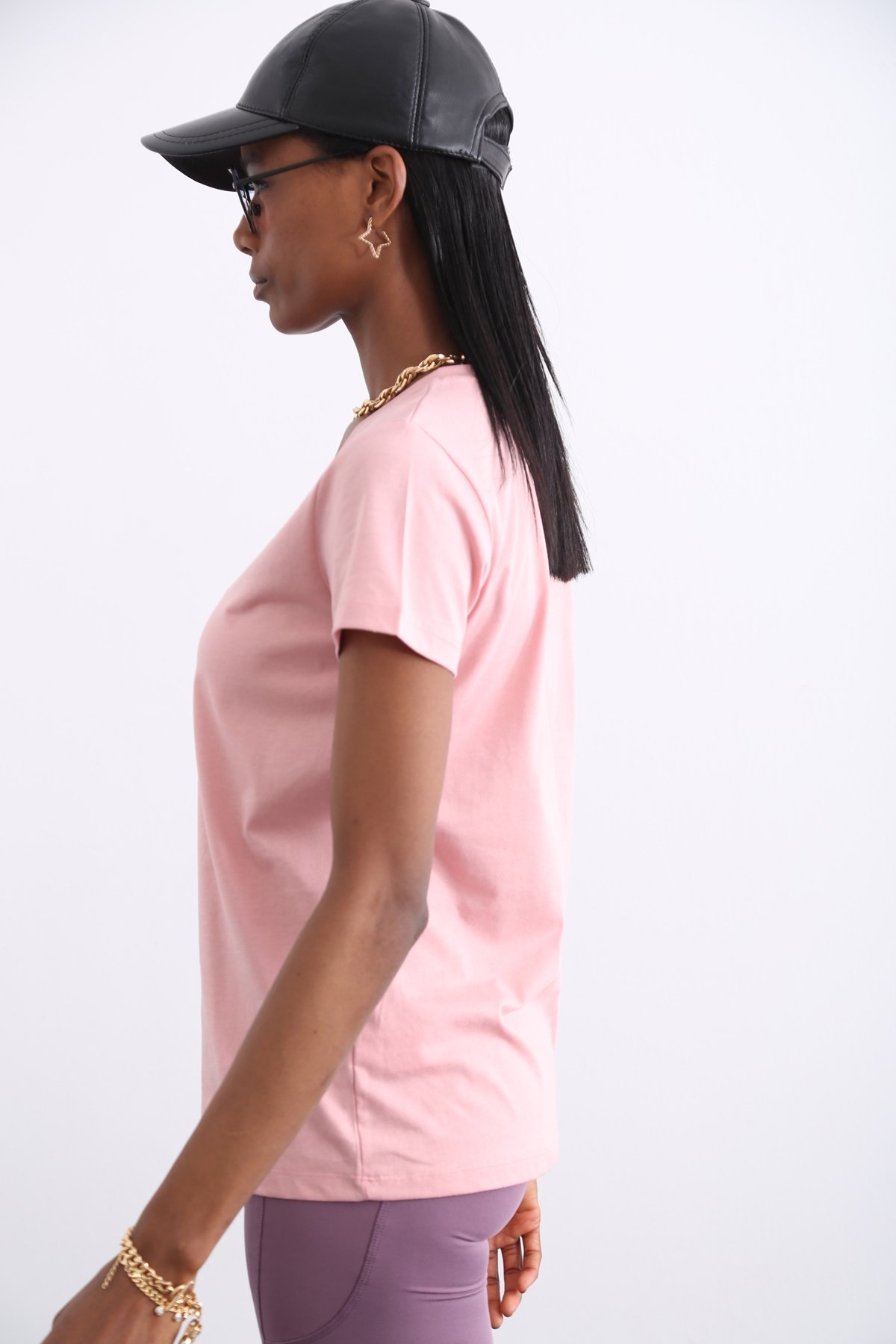 Pembe Organik V Yaka Tshirt 