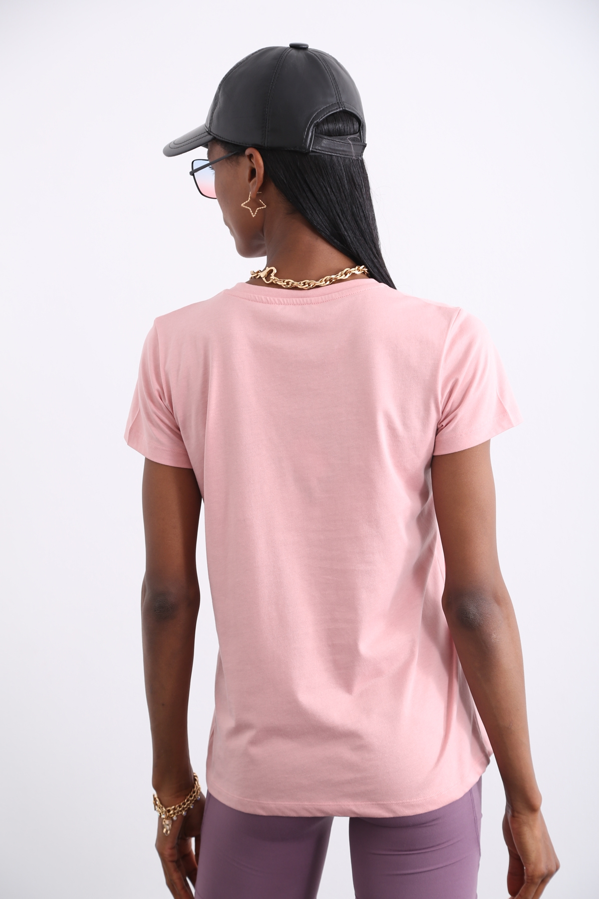 Pembe Organik V Yaka Tshirt 
