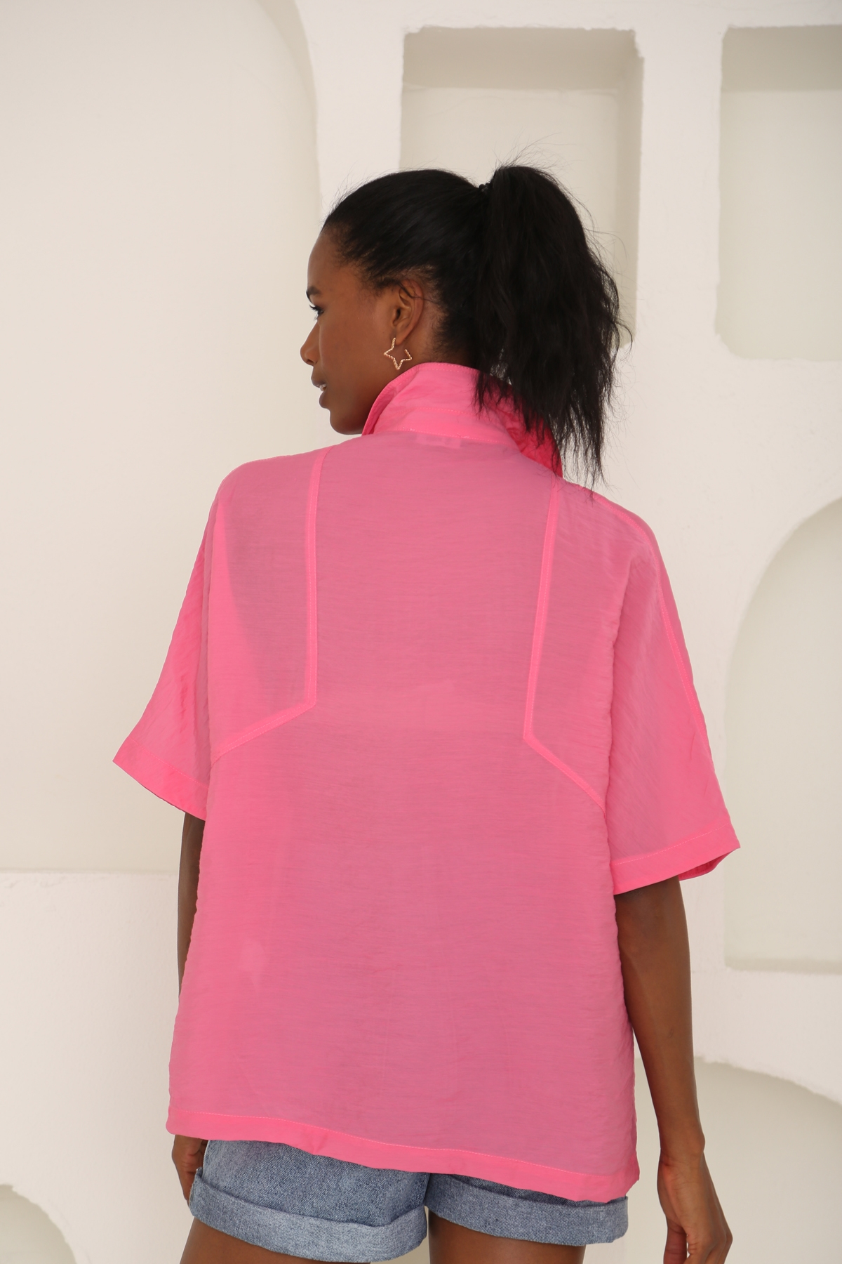 Pembe Oversize Gömlek 00308