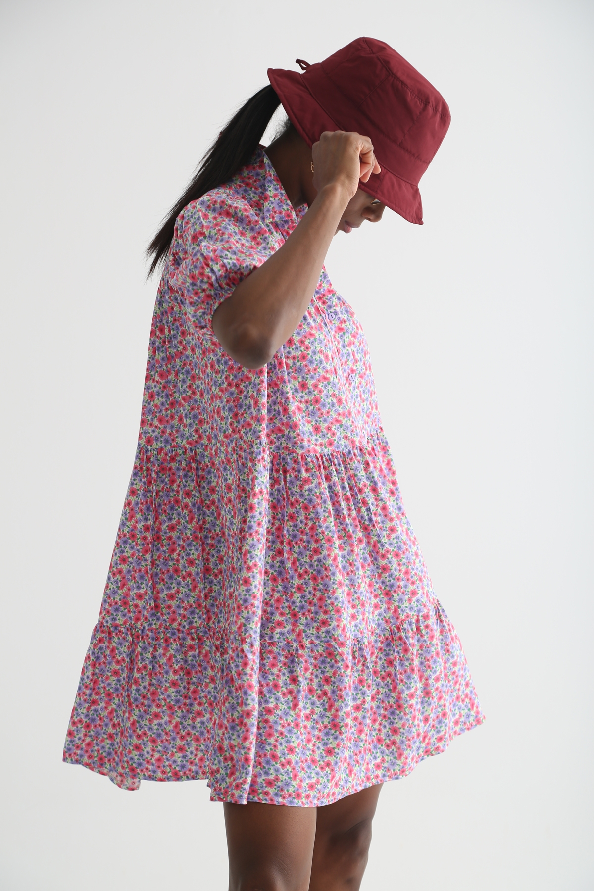 Pembe Oversize Gömlek Elbise 0099
