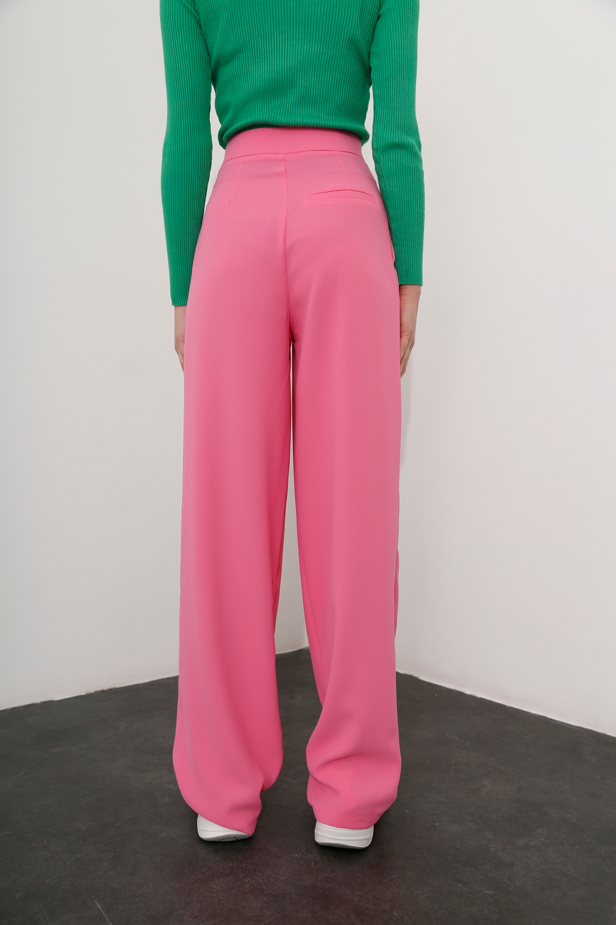 Pembe Pile Detaylı Krep Pantolon 1463