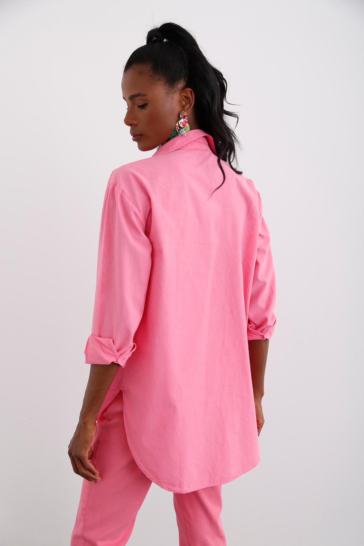 Pembe Poplin Gömlek 