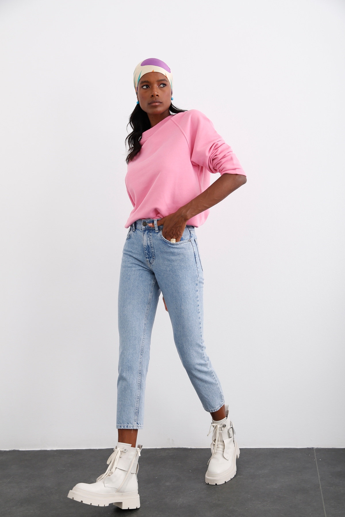 Pembe Reglan Kol Sweatshirt 20026