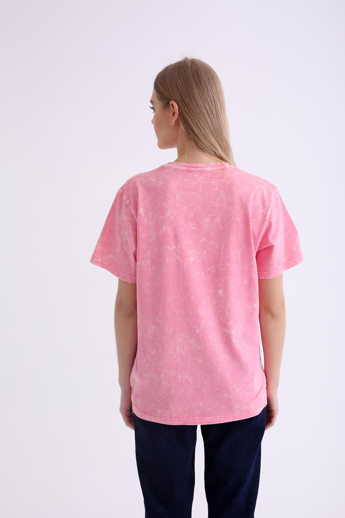 Pembe Rock Baskılı Tshirt 14155