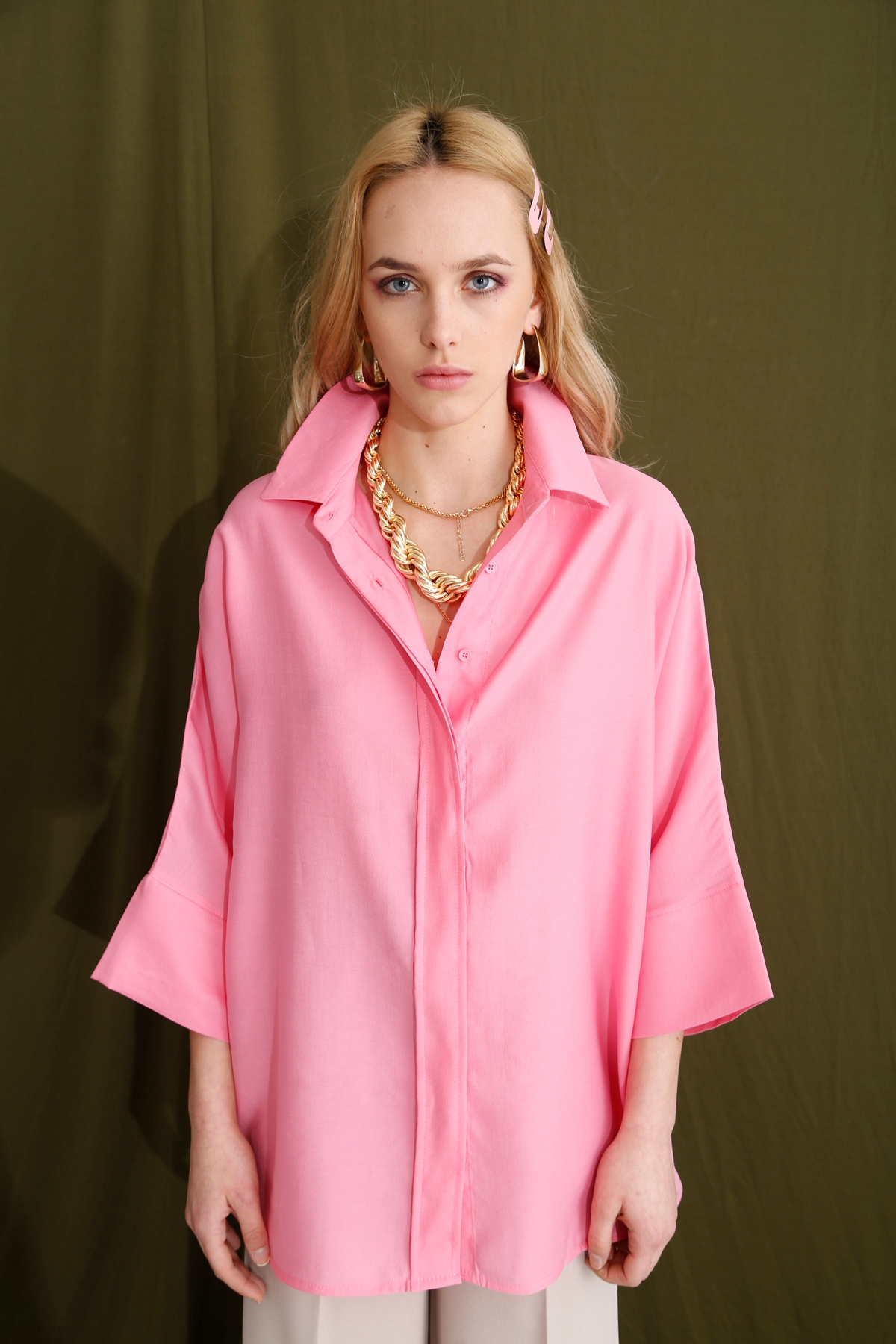 Pembe Yarasa Kol Gömlek 3440