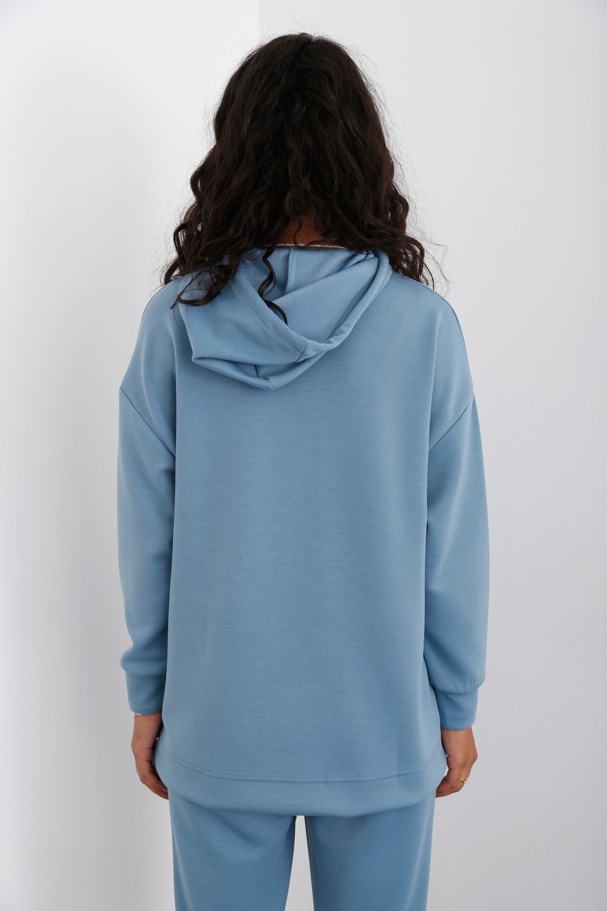 Petrol Mavisi Kanguru Cep Modal Sweatshirt 14102