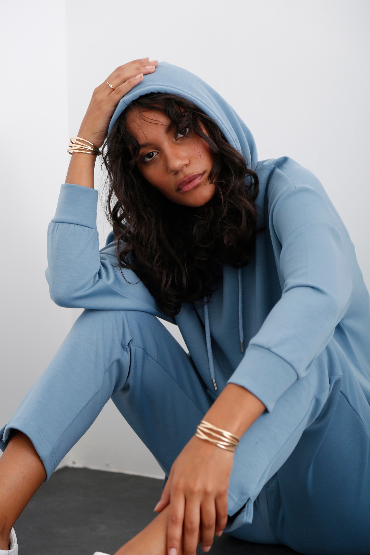Petrol Mavisi Kanguru Cep Modal Sweatshirt 14102