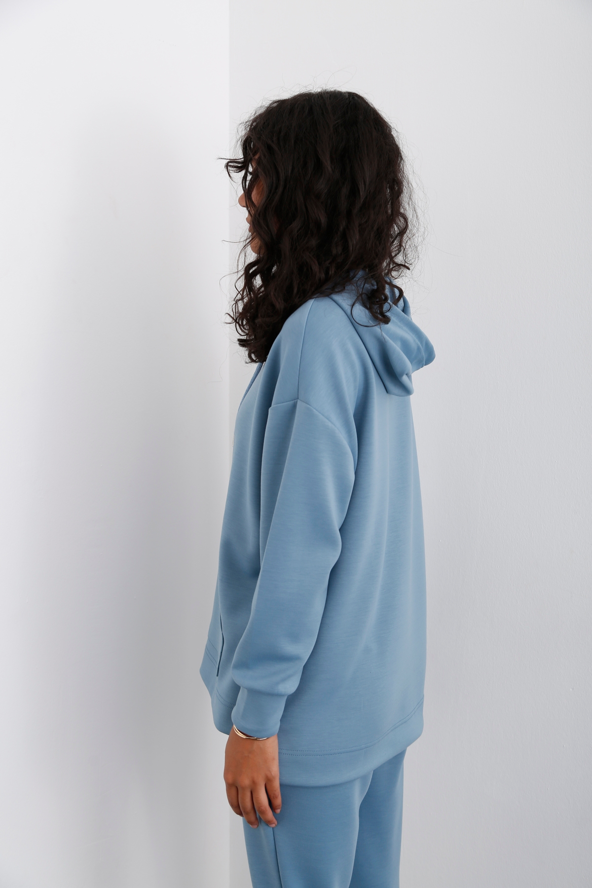 Petrol Mavisi Kanguru Cep Modal Sweatshirt 14102