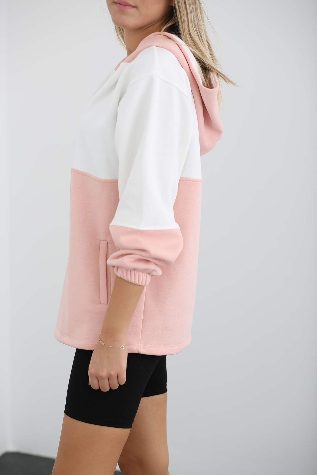 Pudra İki Renk Şardonlu Sweatshirt 3228