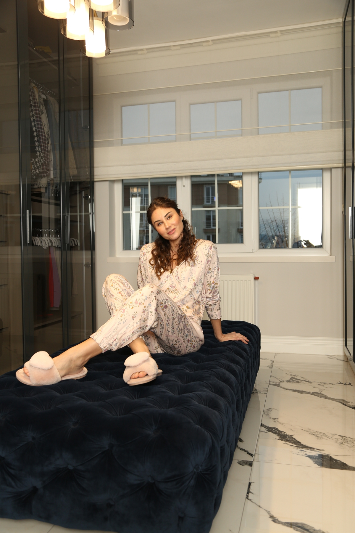 Pudra Paçası Lastikli Viskon Pijama Takım 8130