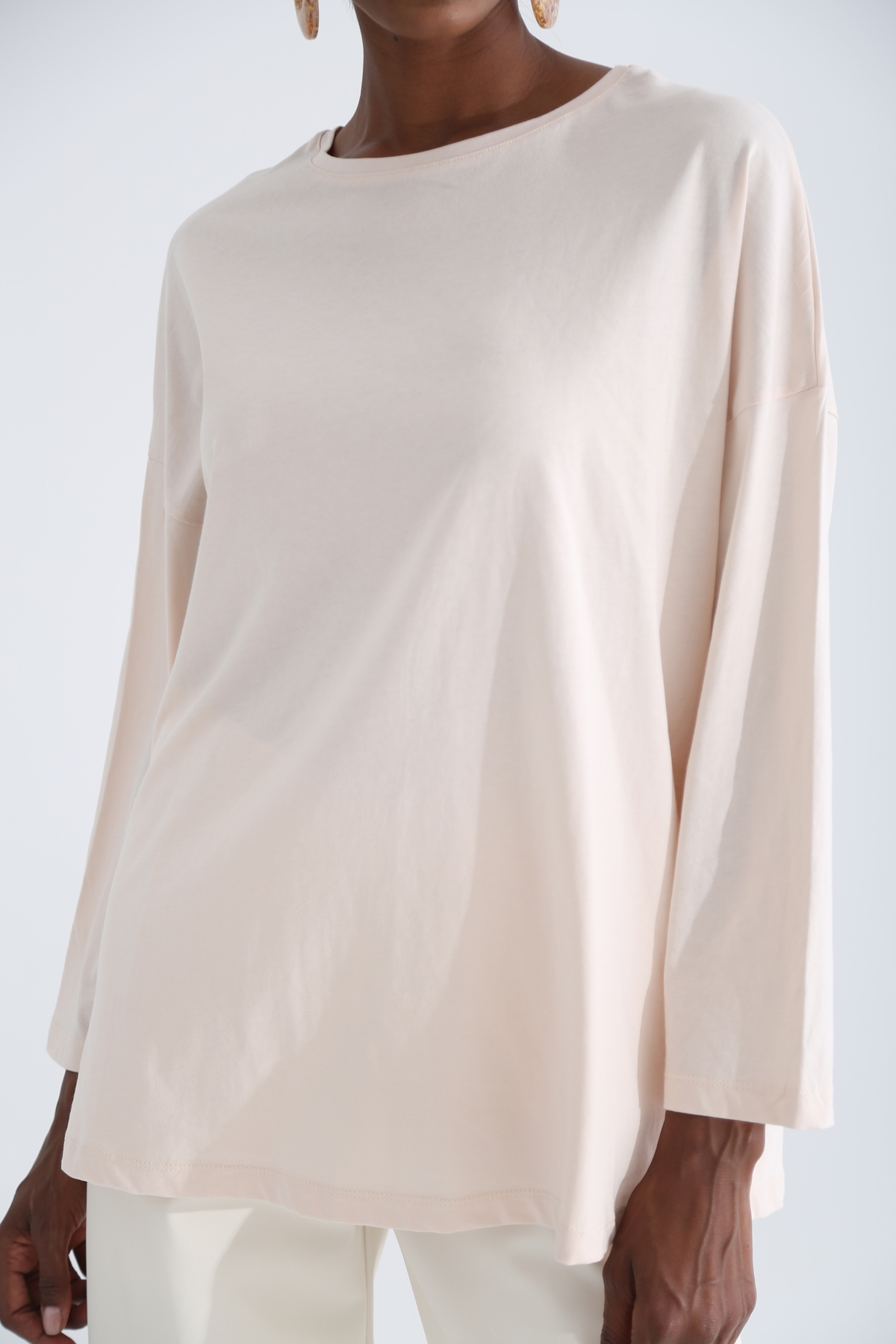 Pudra Uzun Kol Basic Tshirt 0106