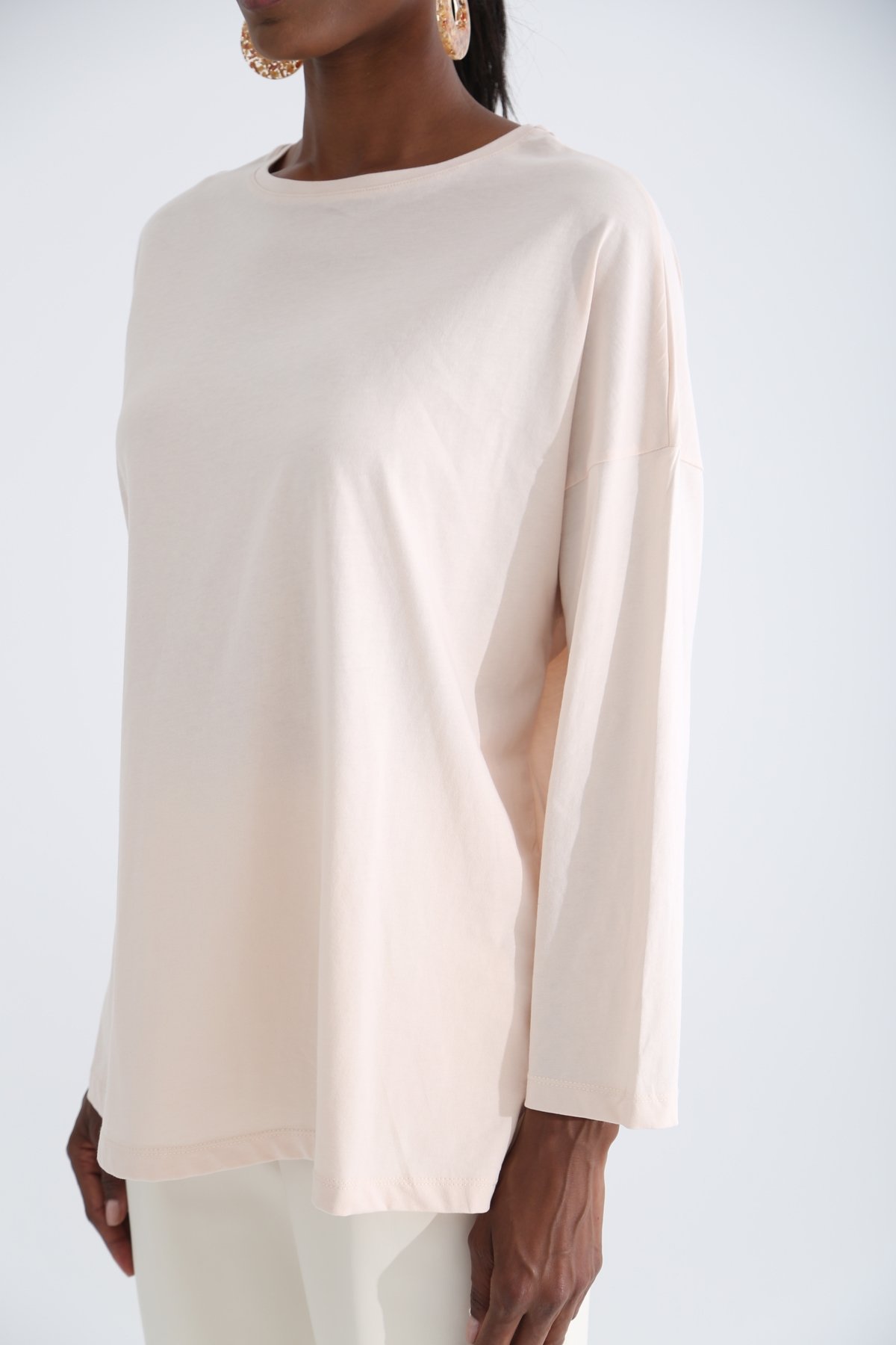 Pudra Uzun Kol Basic Tshirt 0106