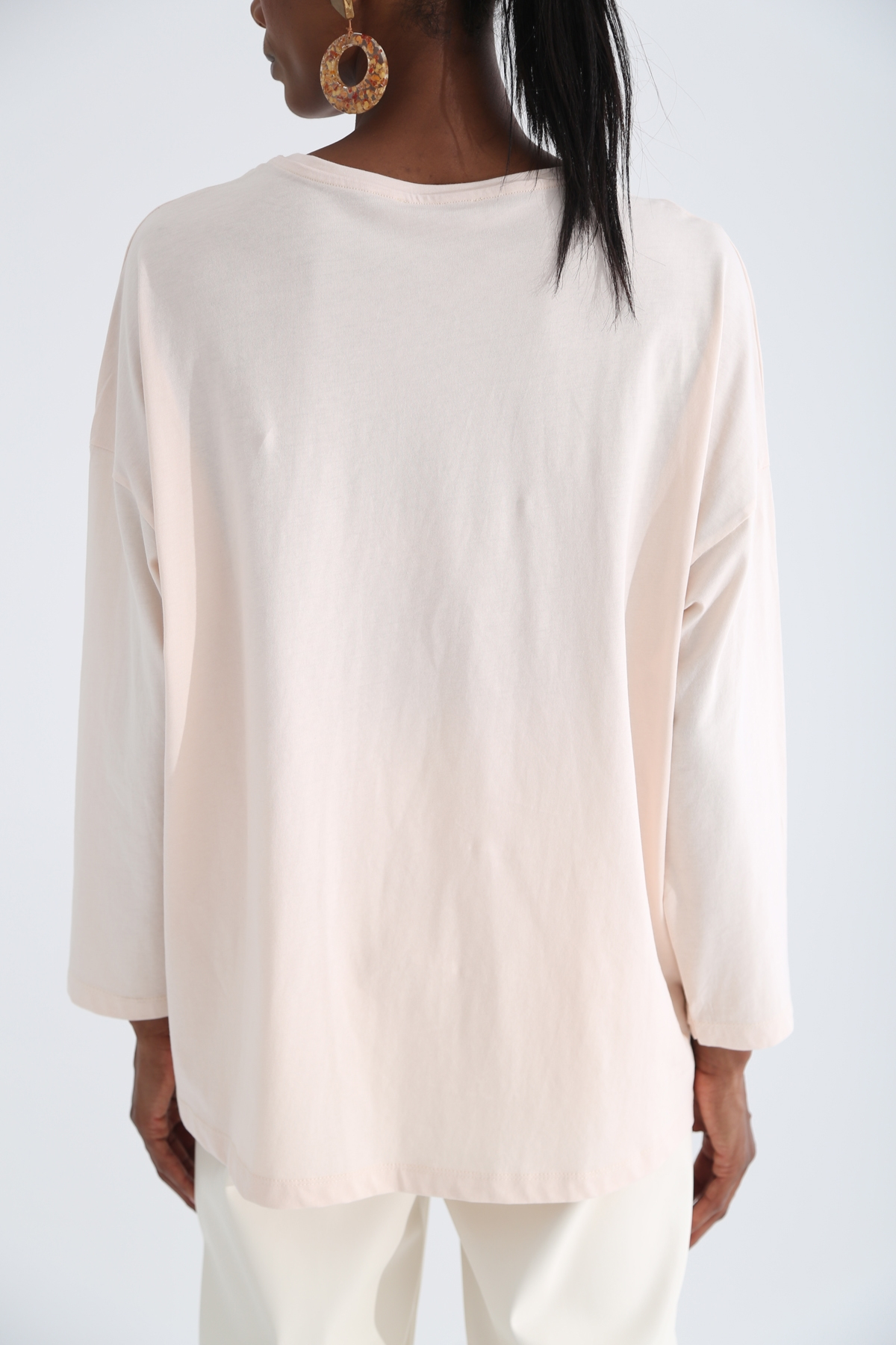 Pudra Uzun Kol Basic Tshirt 0106