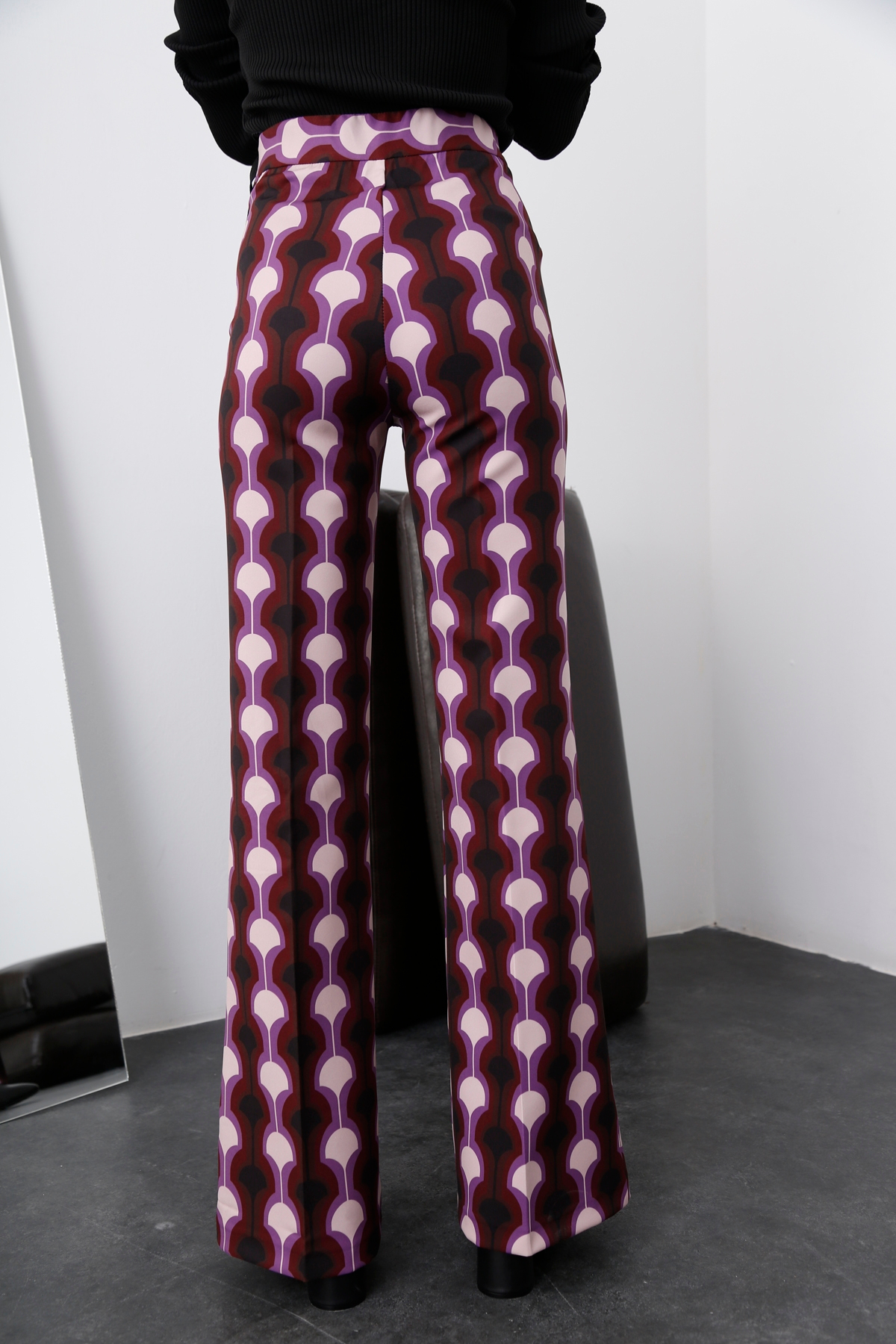 Renkli Retro Desen Pantolon 1476