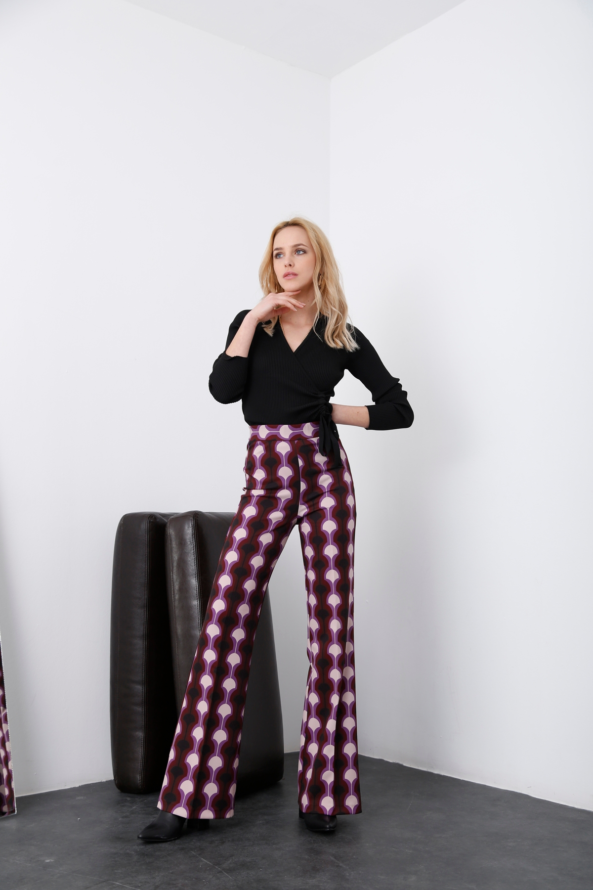 Renkli Retro Desen Pantolon 1476