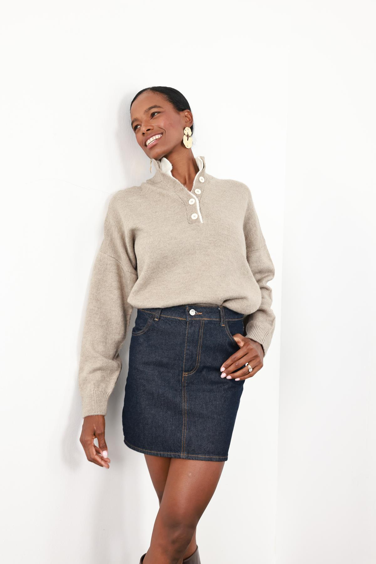 Rins Yıkamalı Mini Kot Etek 