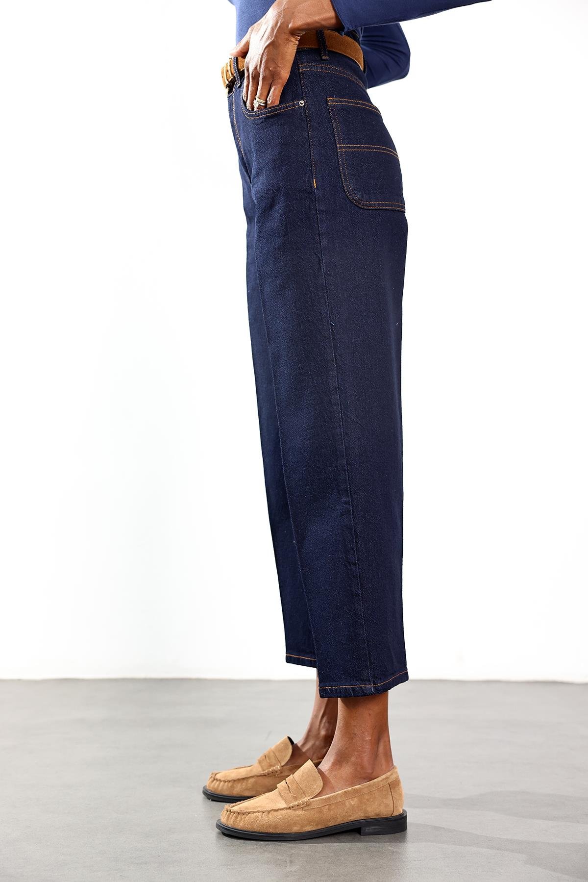 Rins Yıkamalı Yüksek Bel Baggy Jean RM3004