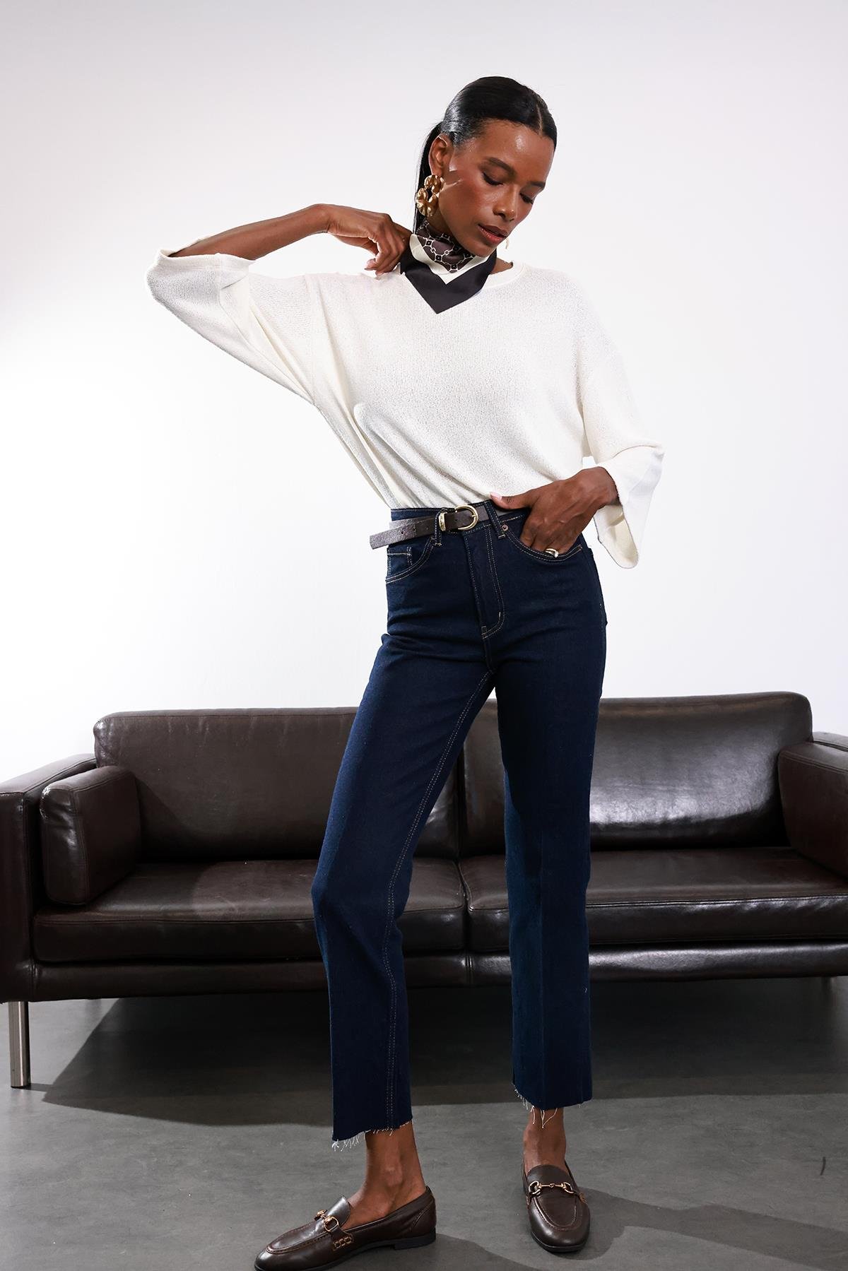 Rins Yıkamalı Yüksek Bel Boyfit Jean 