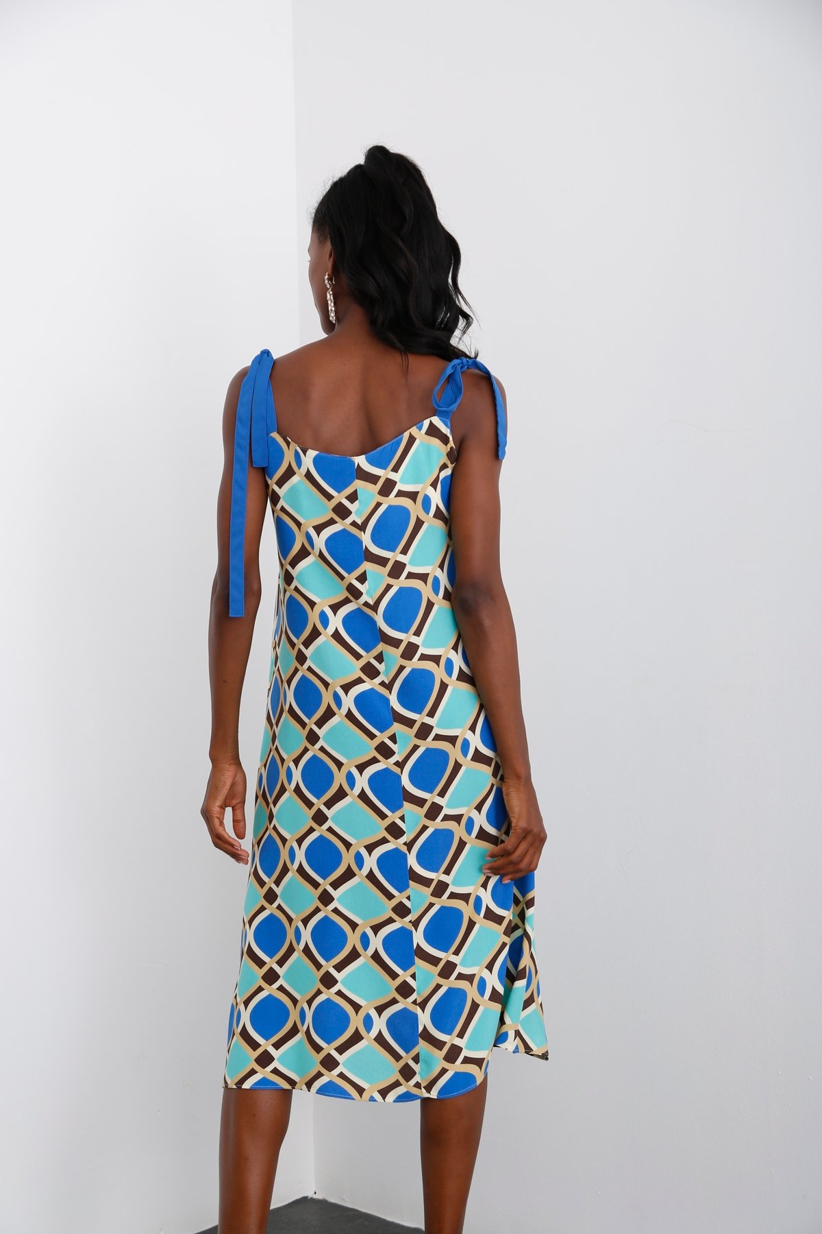Saks Geometrik Desenli Elbise 0374