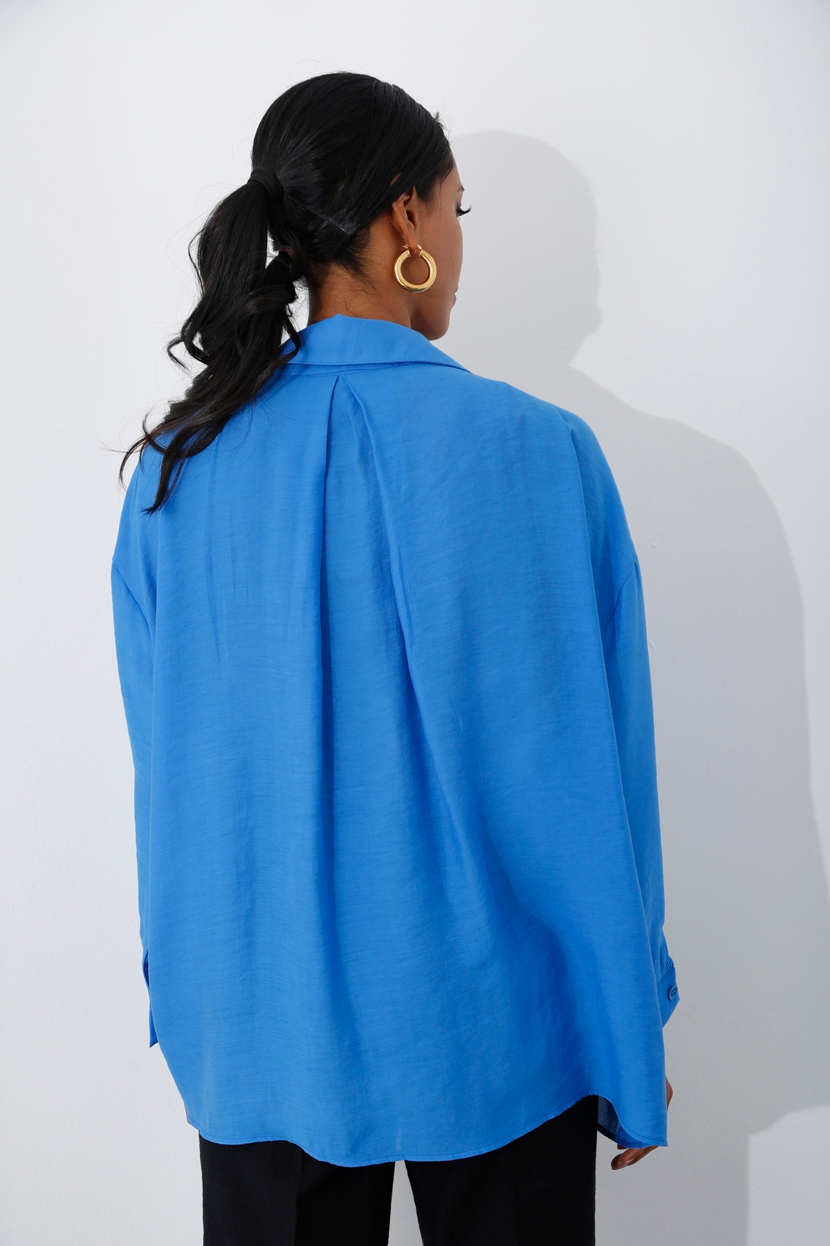 Saks Tek Cepli Oversize Gömlek 4612