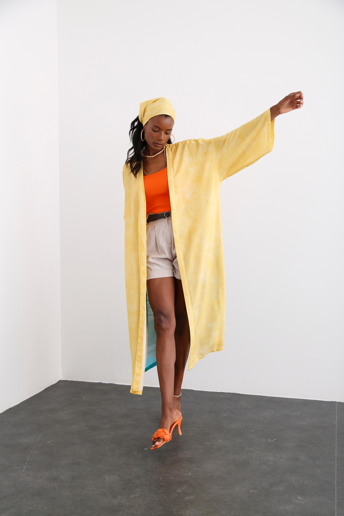 Sarı Ağaç Desenli Kimono 54025