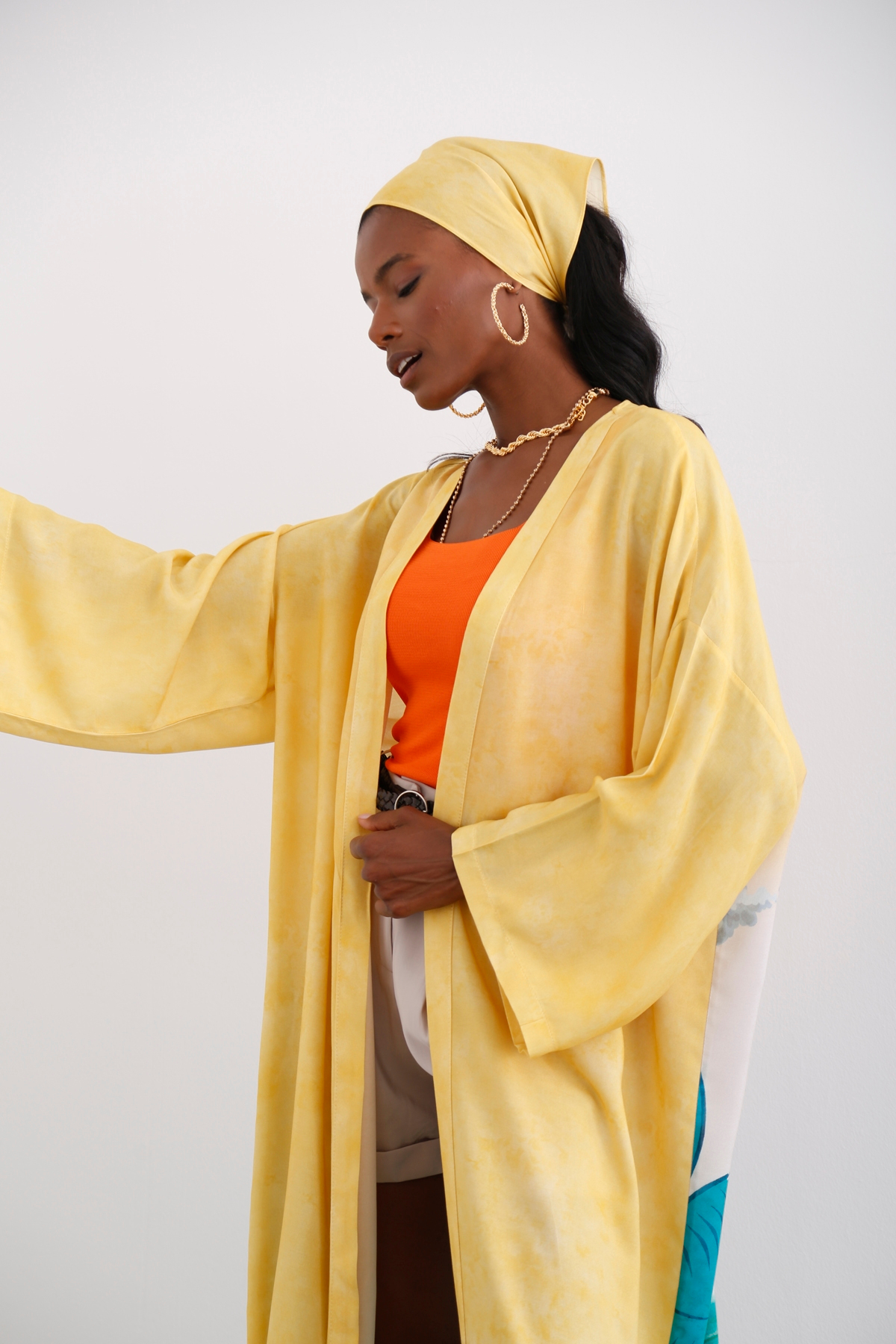 Sarı Ağaç Desenli Kimono 54025