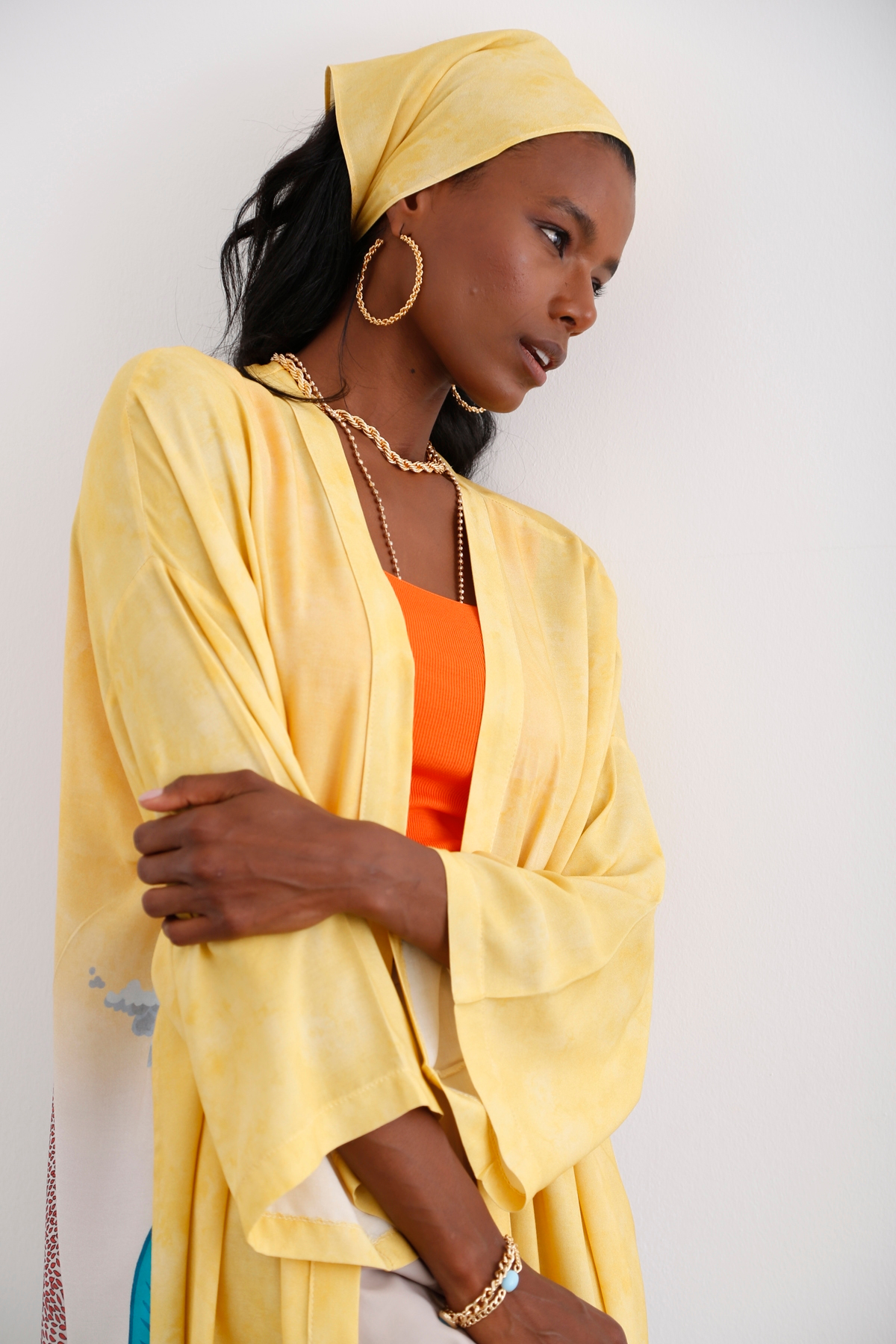 Sarı Ağaç Desenli Kimono 54025