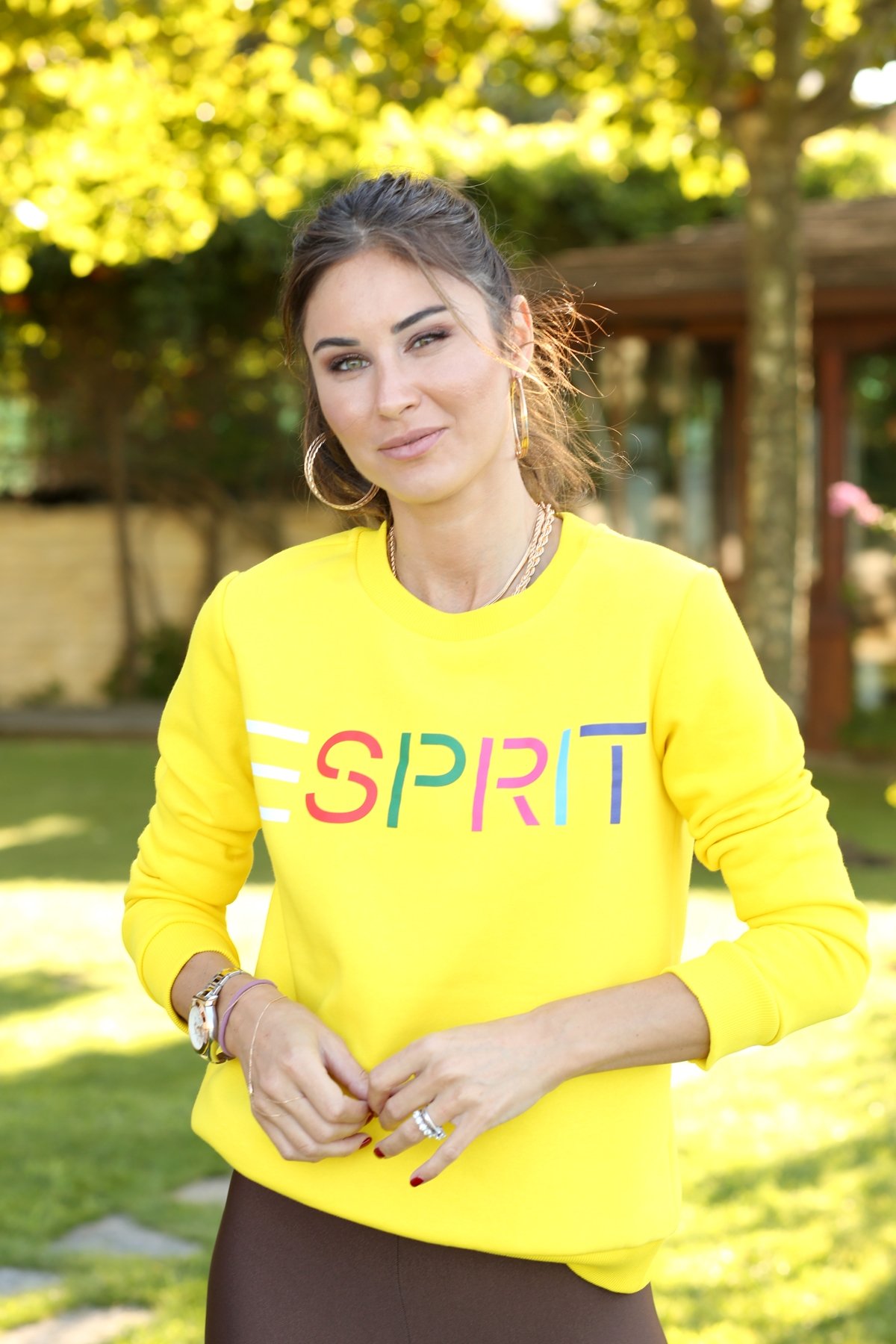 Sarı Esprıt Baskılı Sweatshirt 