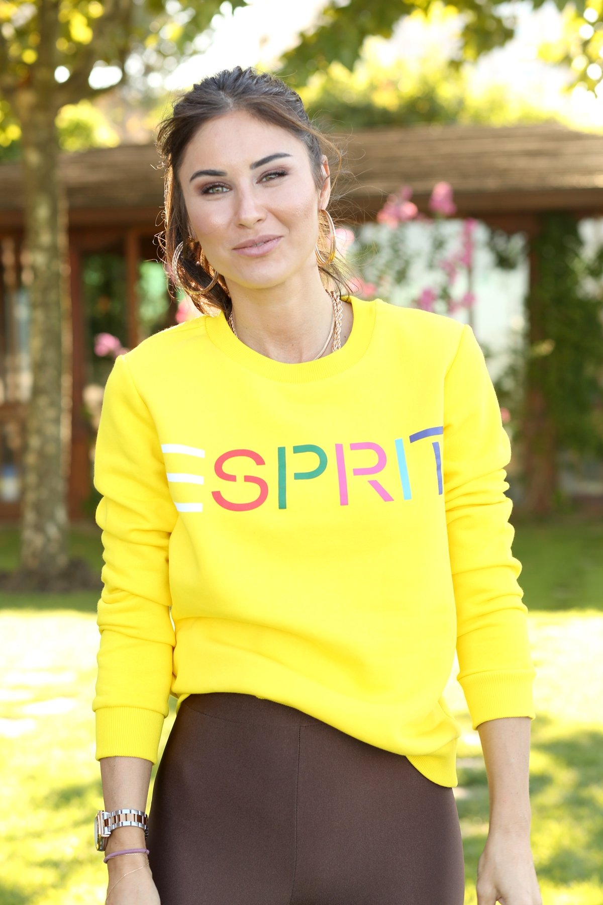 Sarı Esprıt Baskılı Sweatshirt 