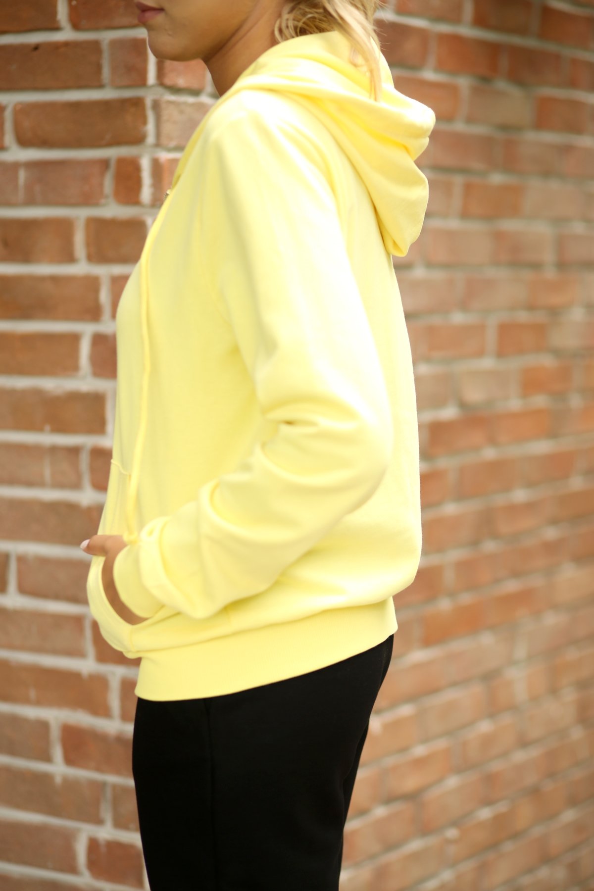 Sarı Kapşonlu Fermuarlı Sweatshirt 2614