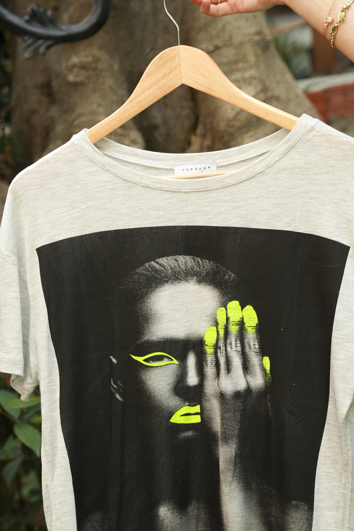 Sarı Neon Baskılı Tshirt