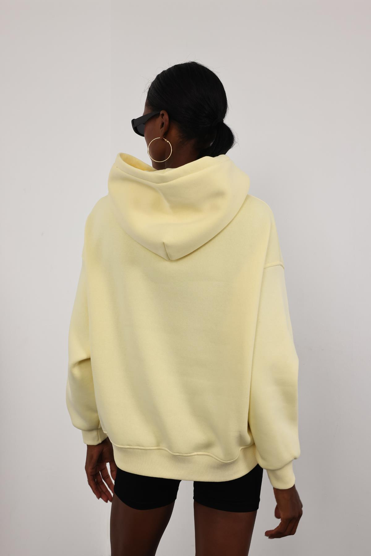 Sarı Şardonlu Oversize Sweatshirt 10801