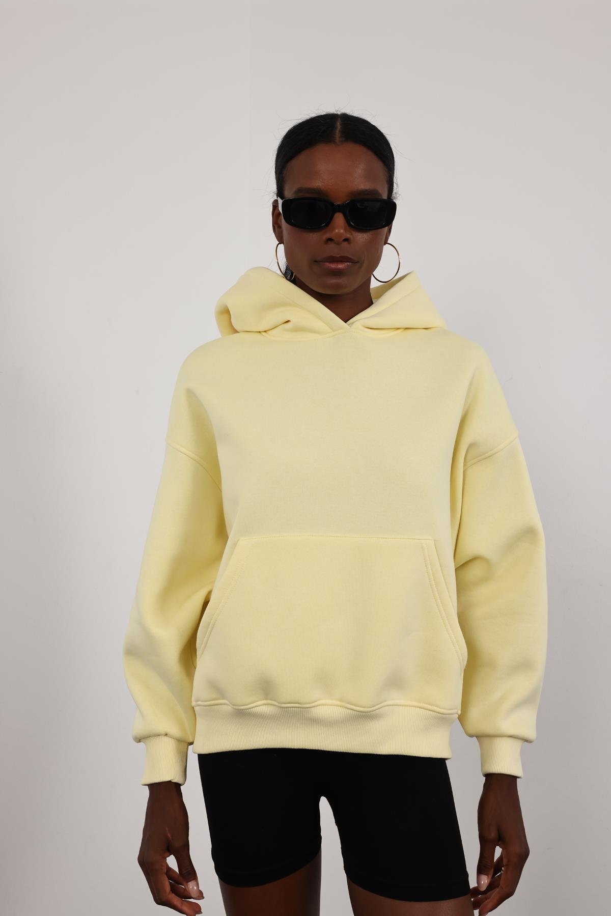 Sarı Şardonlu Oversize Sweatshirt 10801