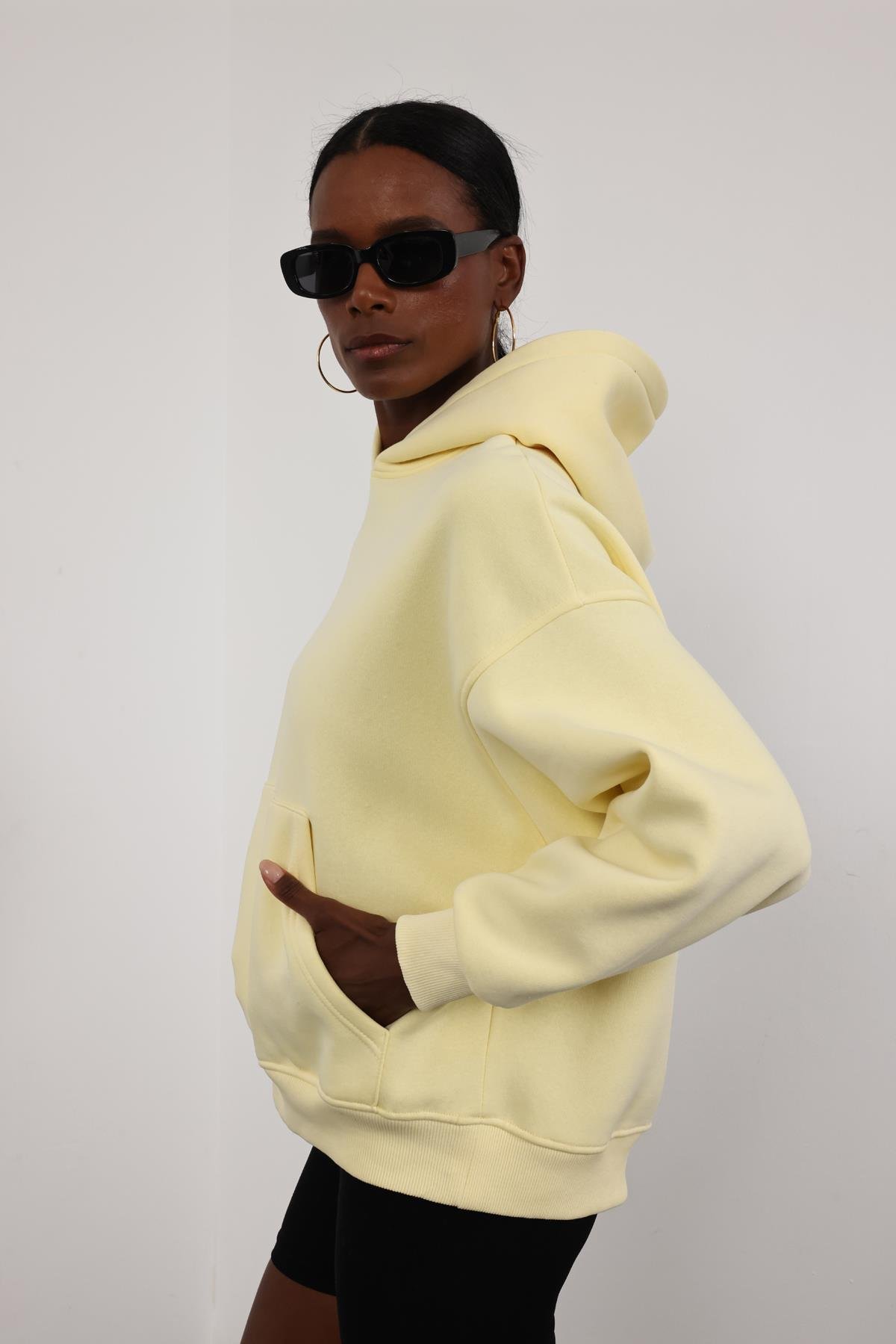 Sarı Şardonlu Oversize Sweatshirt 10801