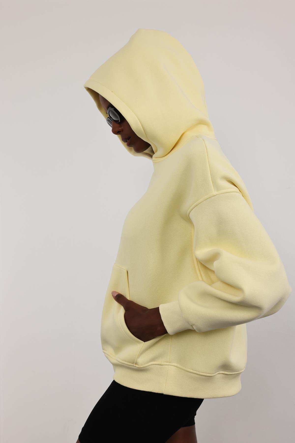 Sarı Şardonlu Oversize Sweatshirt 10801