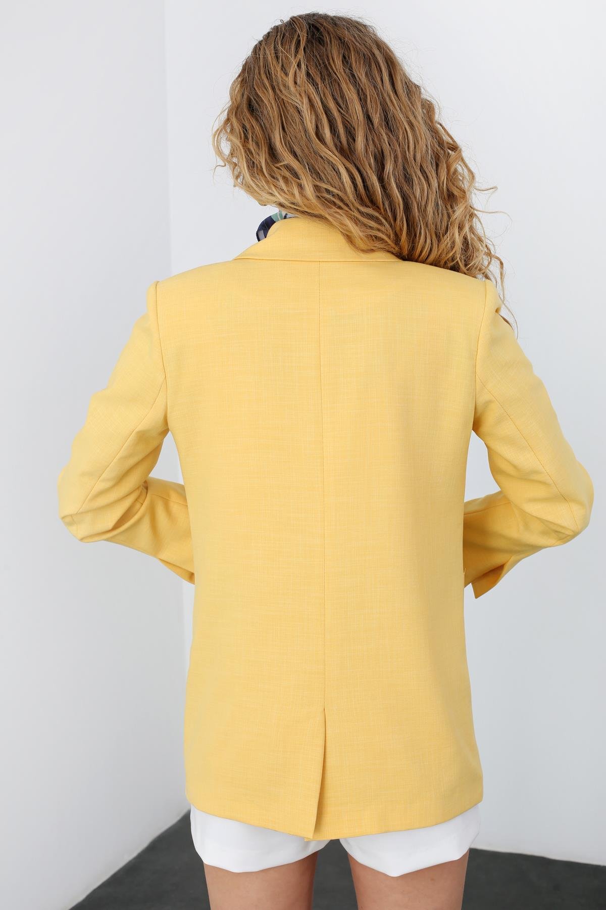 Sarı Tek Düğmeli Blazer Ceket 4733